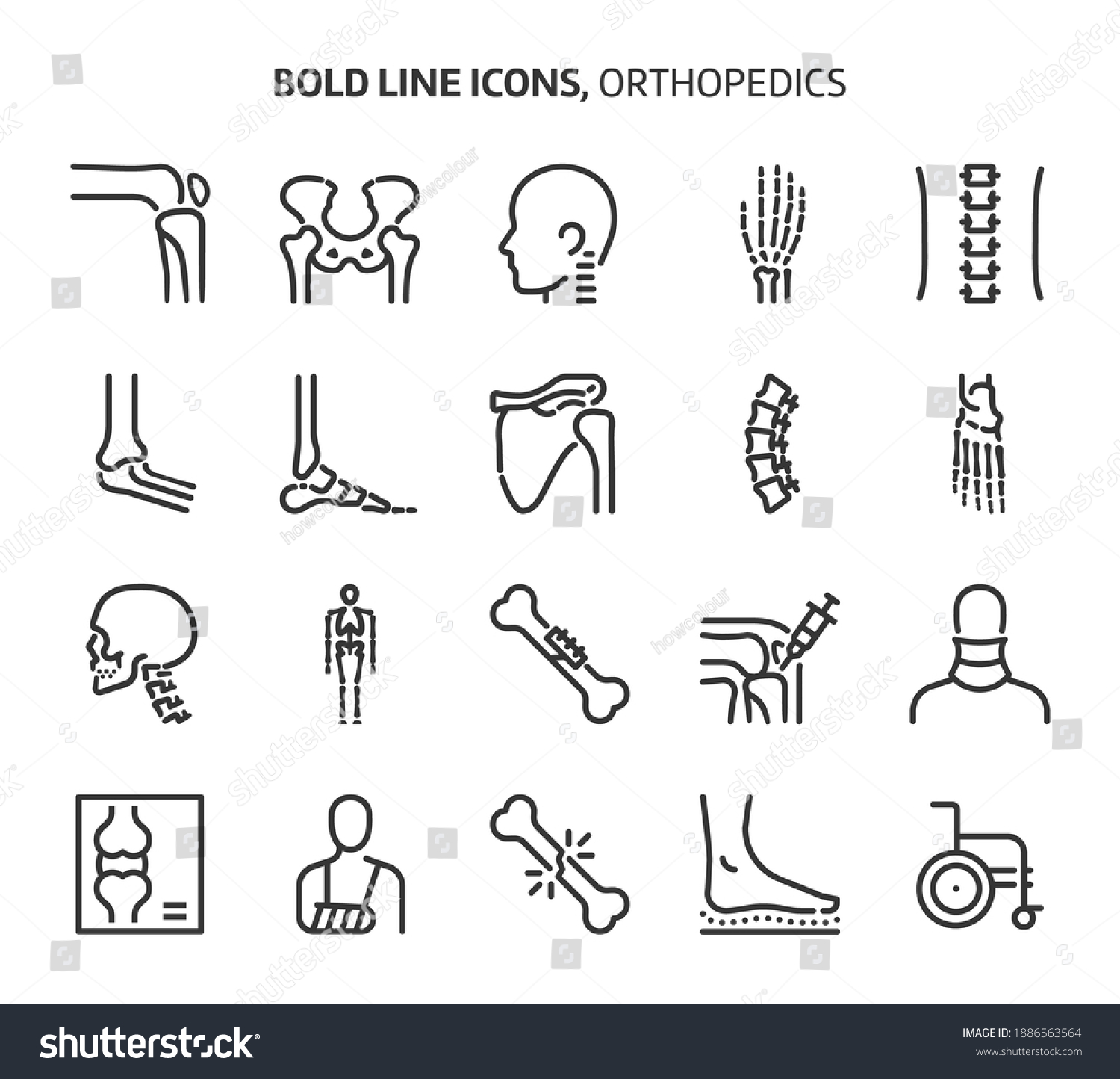 SVG of Orthopedics, bold line icons. The illustrations are a vector, editable stroke, 48x48 pixel perfect files. Crafted with precision and eye for quality. svg