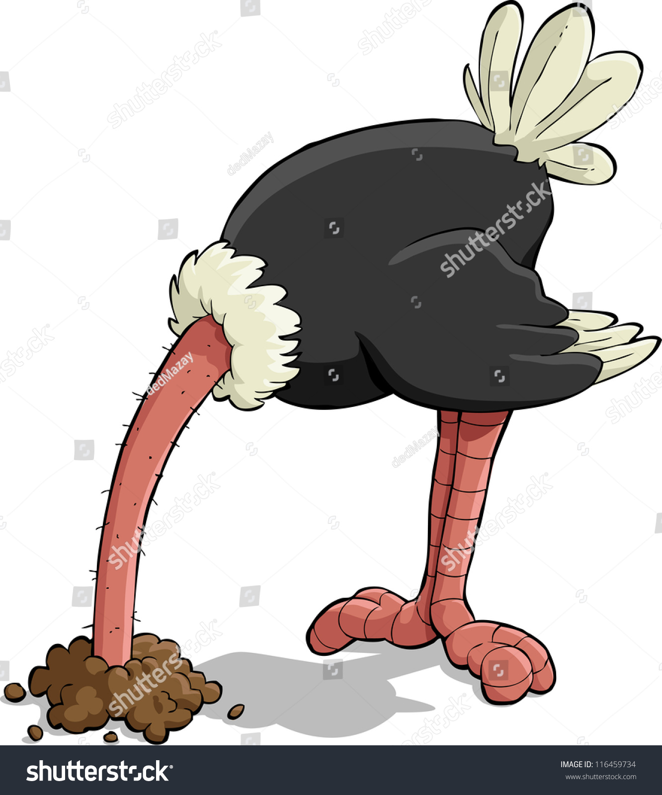 Ostrich Hiding Head Sand Vector Illustration Stock Vector 116459734 ...