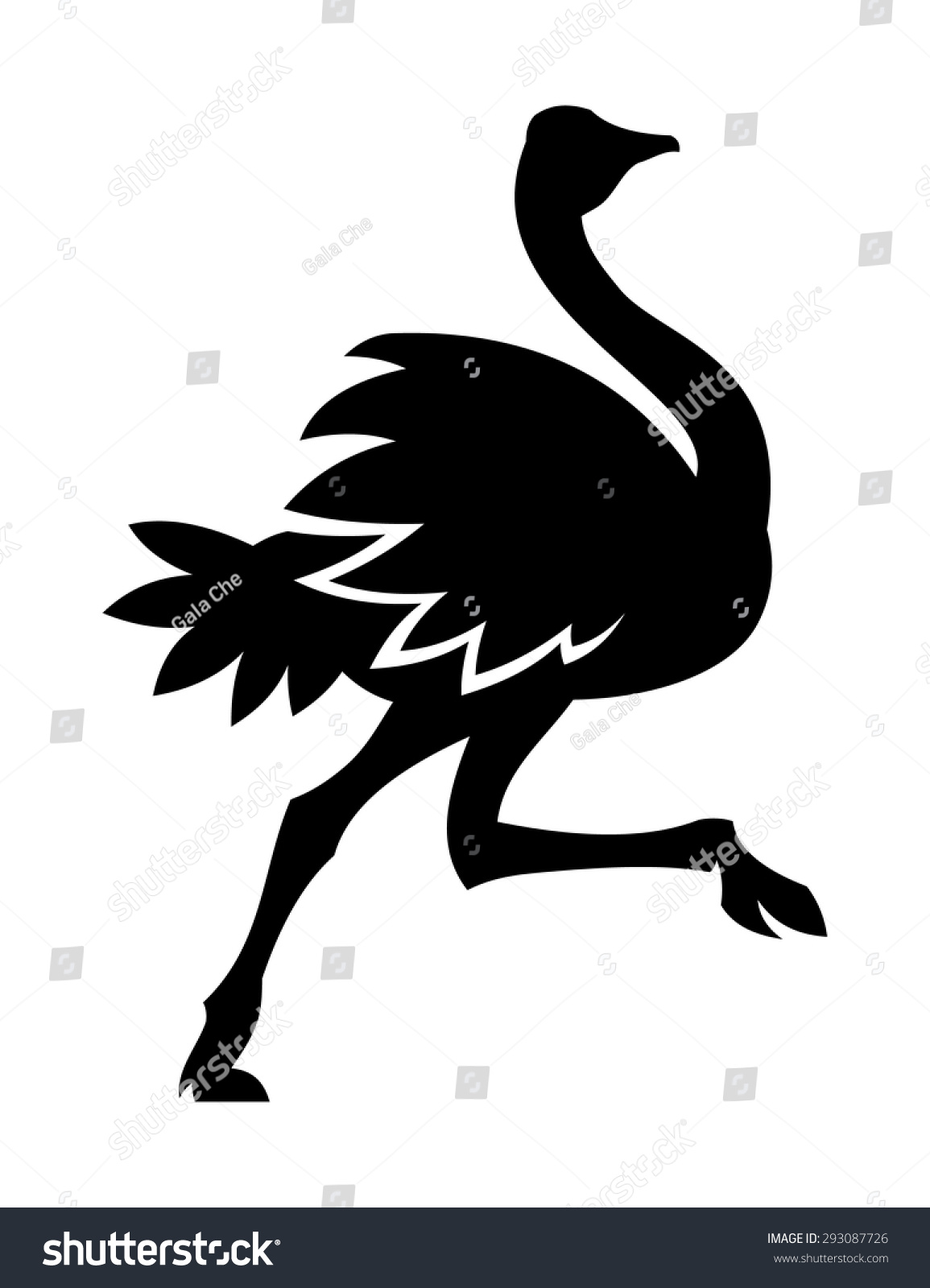 Download Ostrich Silhouette Stock Vector 293087726 - Shutterstock