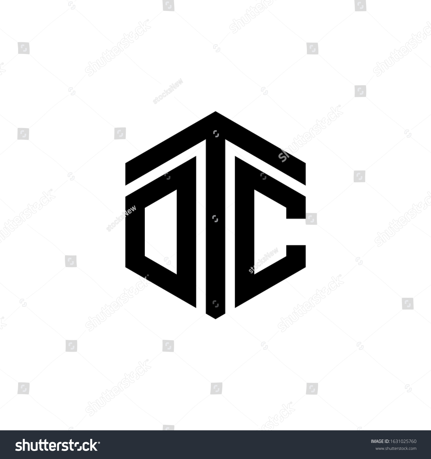 Otc Letter Logo Design Polygon Monogram vetor stock (livre de direitos