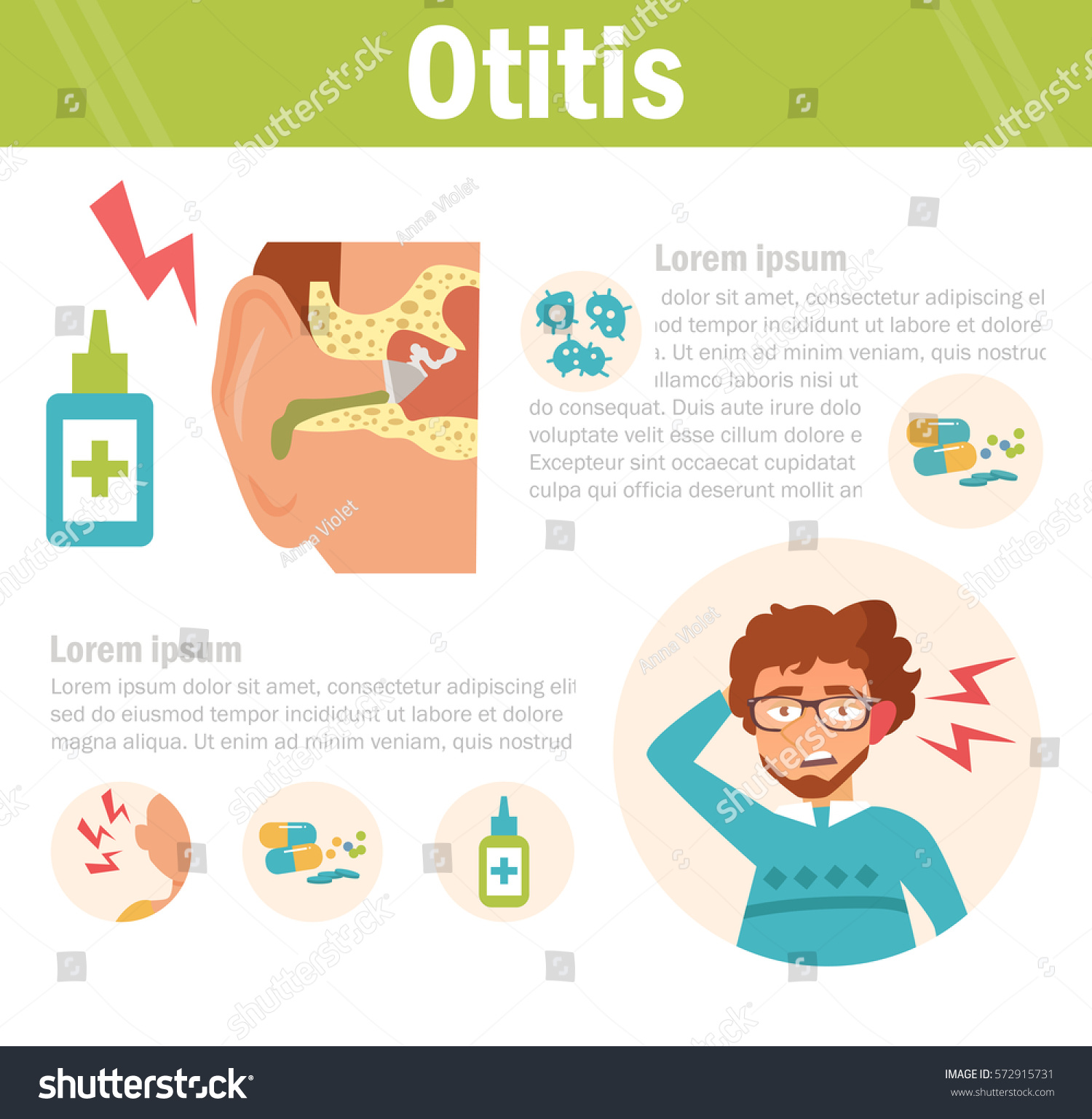 Otitis Vector Art On White Background Stock Vector Royalty Free 572915731