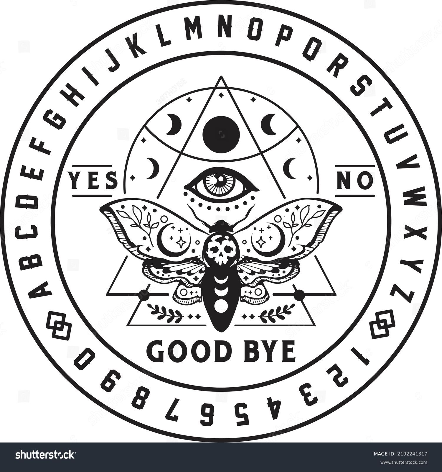 SVG of Ouija board with Death's Head Moth svg