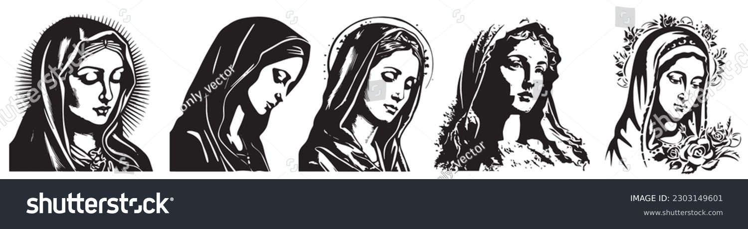 SVG of Our Lady Madonna, virgin Mary vector illustration. svg