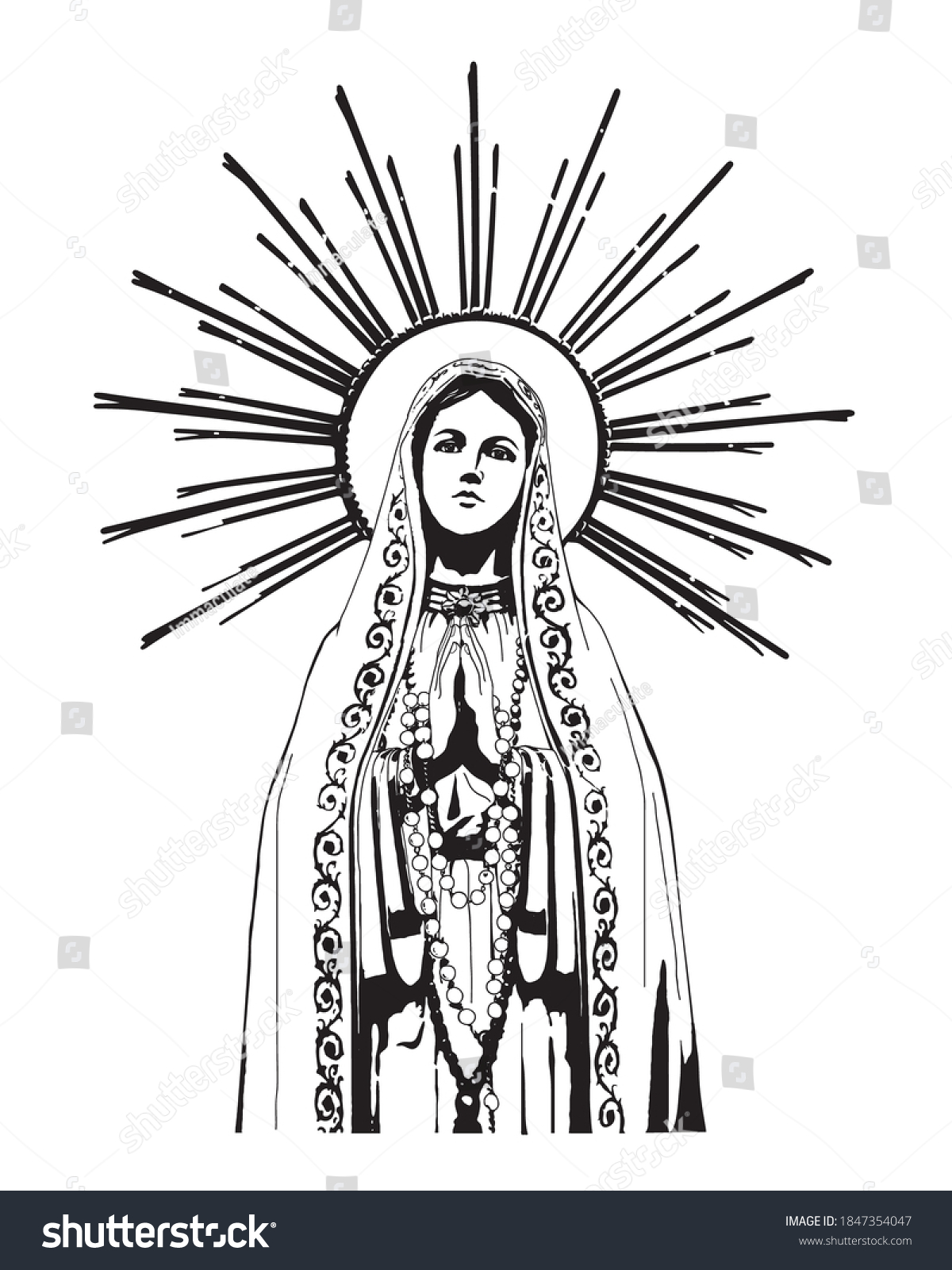 Vektor Stok Our Lady Fatima Virgin Mary Illustration (Tanpa Royalti ...