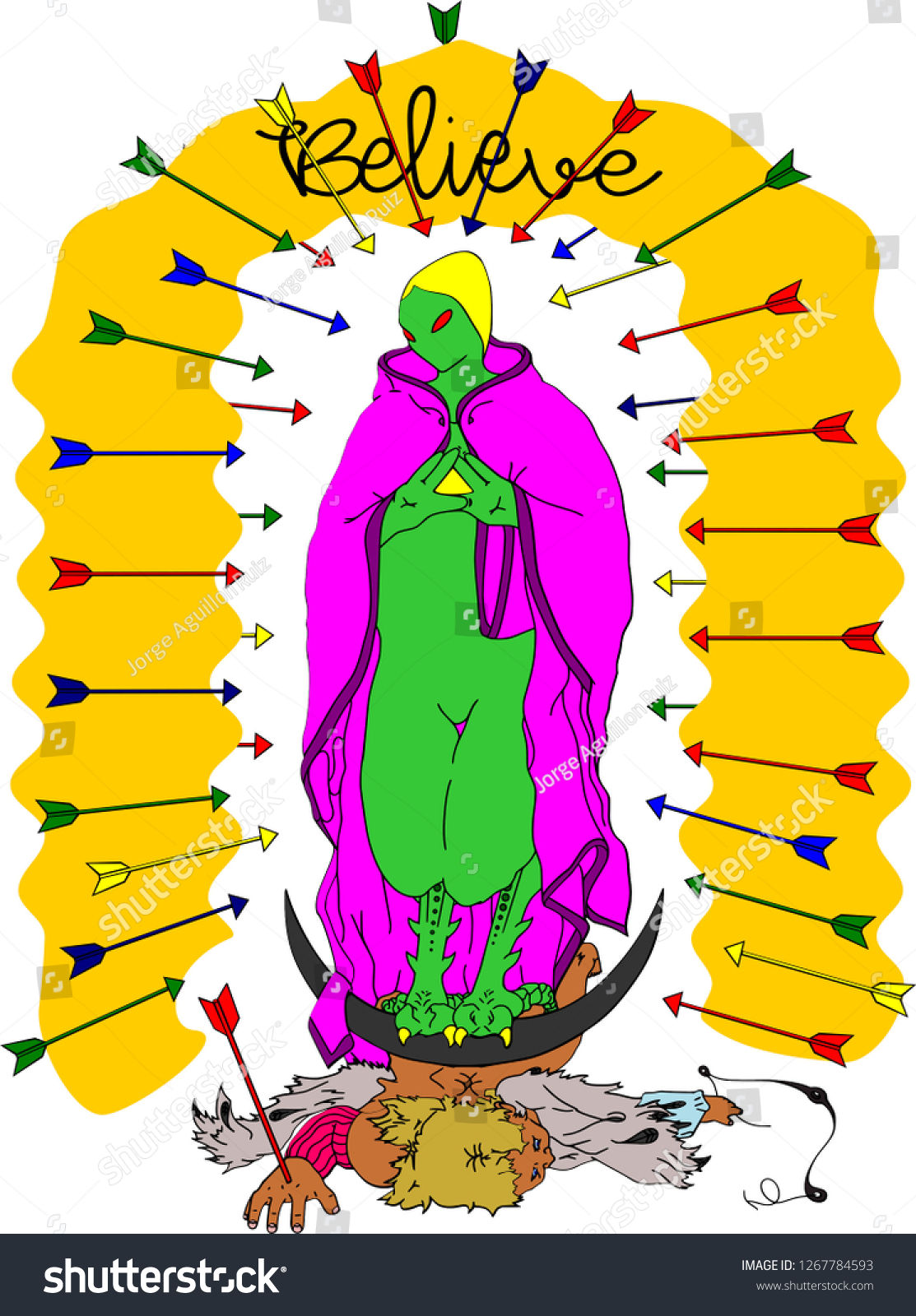 Our Lady Guadalupe Vector Style Stock Vector Royalty Free 1267784593 Shutterstock