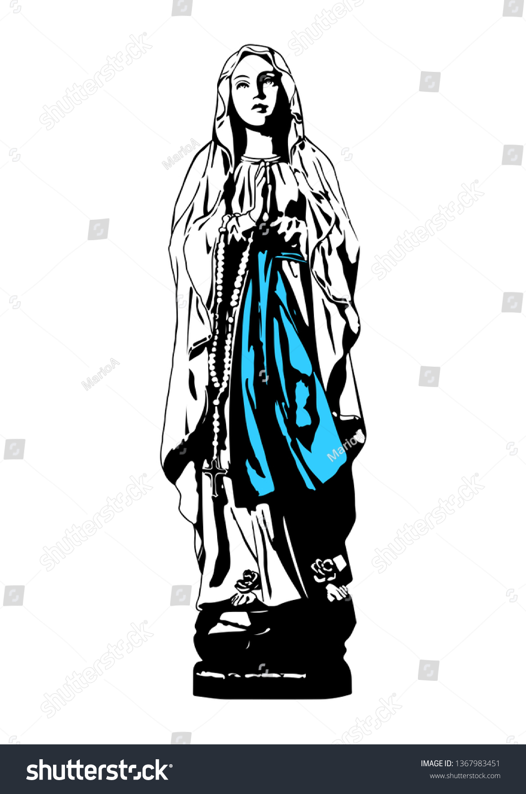 Our Lady Lourdes Catholic Madonna Notre Stock Vector Royalty Free