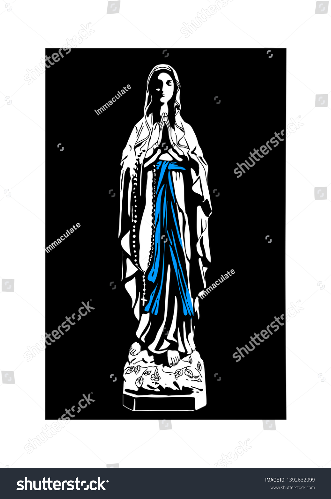 Our Lady Lourdes Vector Catholic Virgin Stock Vector (royalty Free 