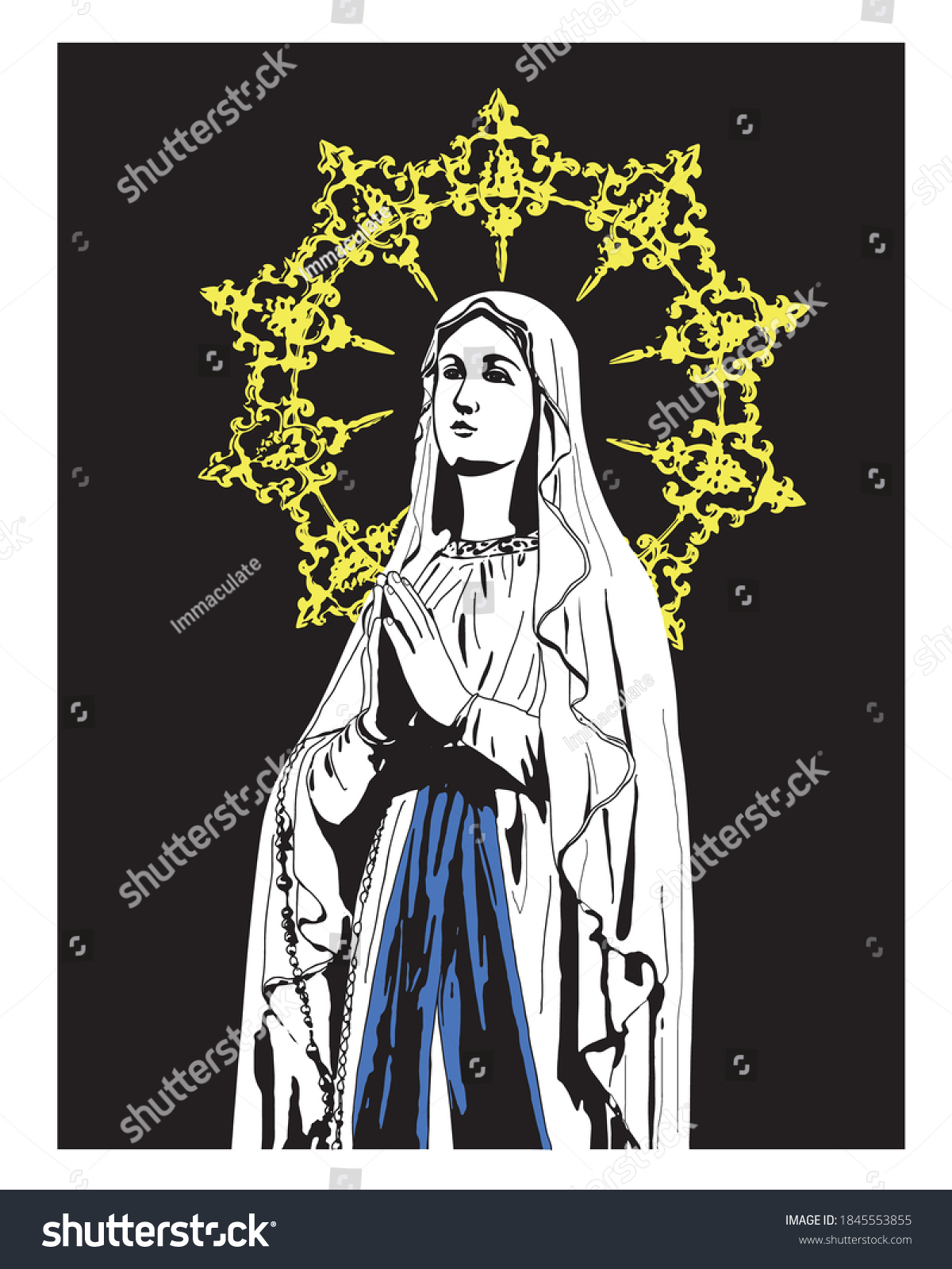 Our Lady Lourdes Vector Virgin Mary 库存矢量图（免版税）1845553855 | Shutterstock