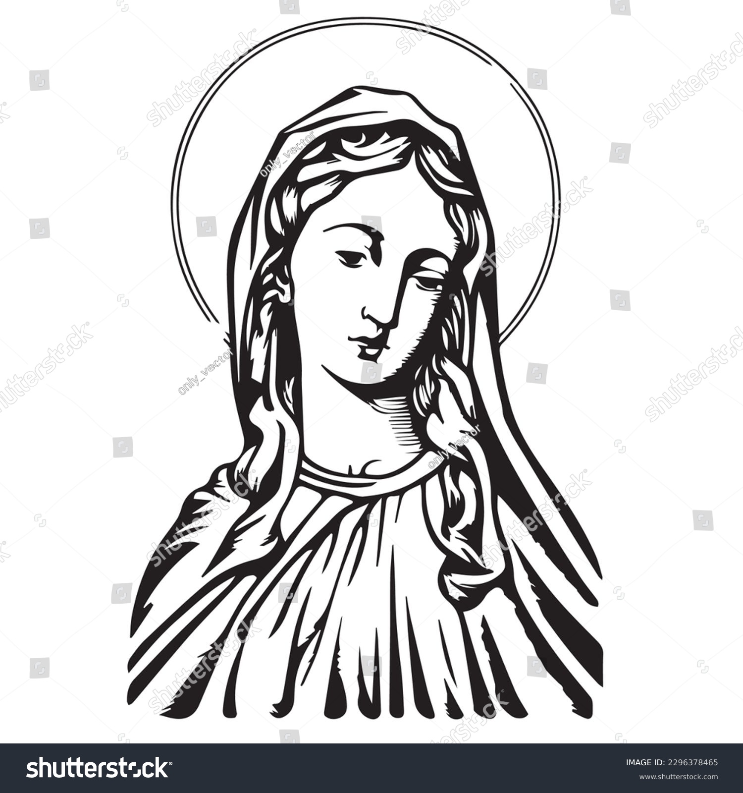 SVG of Our Lady virgin Mary. Vector illustration silhouette svg, laser cutting cnc. svg