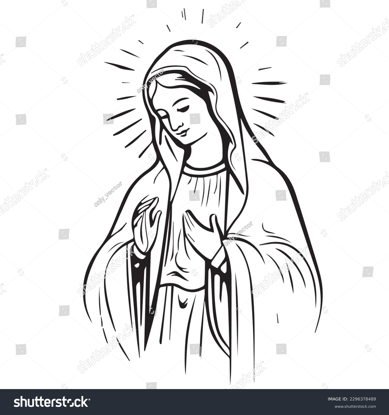 SVG of Our Lady virgin Mary. Vector illustration silhouette svg, laser cutting cnc. svg