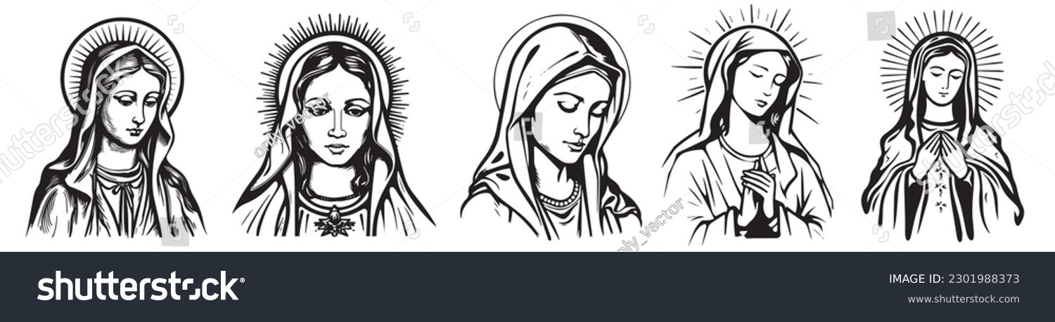 SVG of Our Lady virgin Mary vector illustration silhouette svg, laser cutting cnc. svg