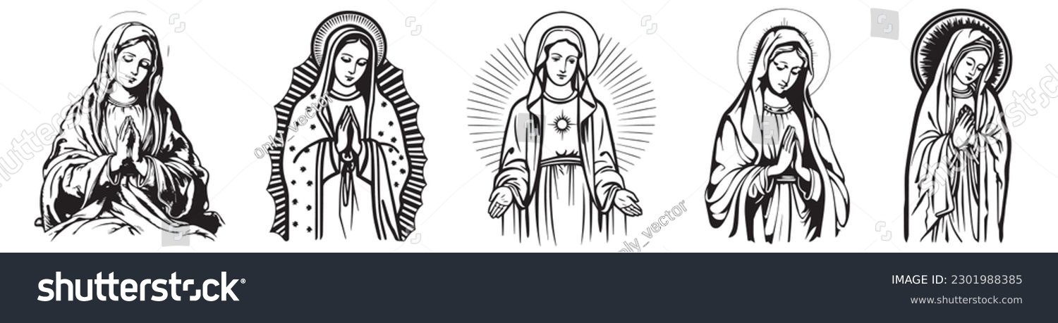 SVG of Our Lady virgin Mary vector illustration silhouette svg, laser cutting cnc. svg