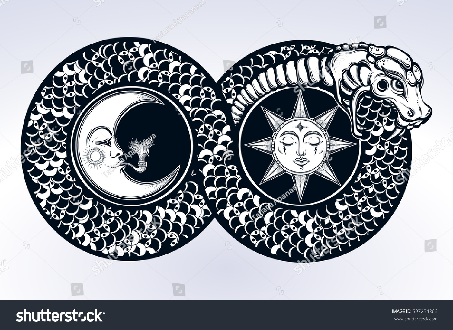 ouroboros devouring own tail tattoo design stock vector 597254366 ouroboros devouring own tail tattoo design stock vector 597254366