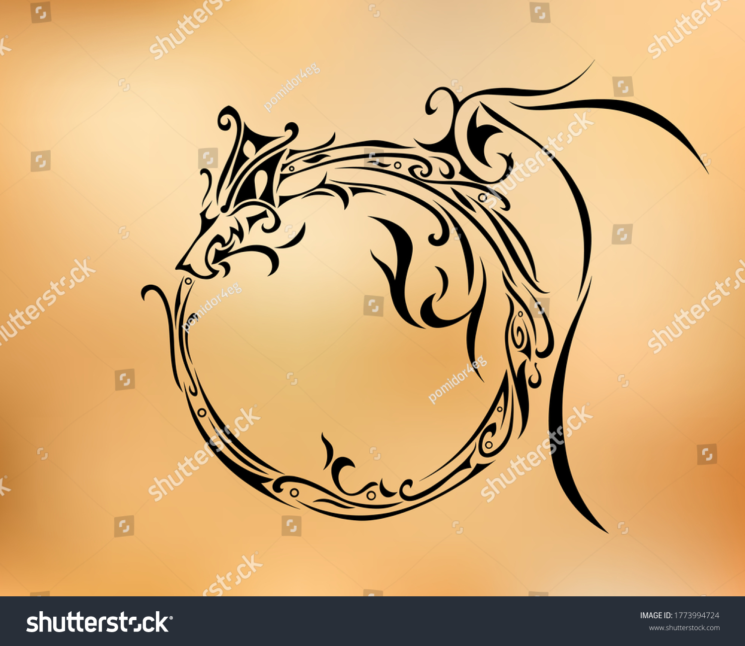 Ouroboros Dragon Sketch Tribal Tattoo Ouroboros Stock Vector Royalty Free 1773994724