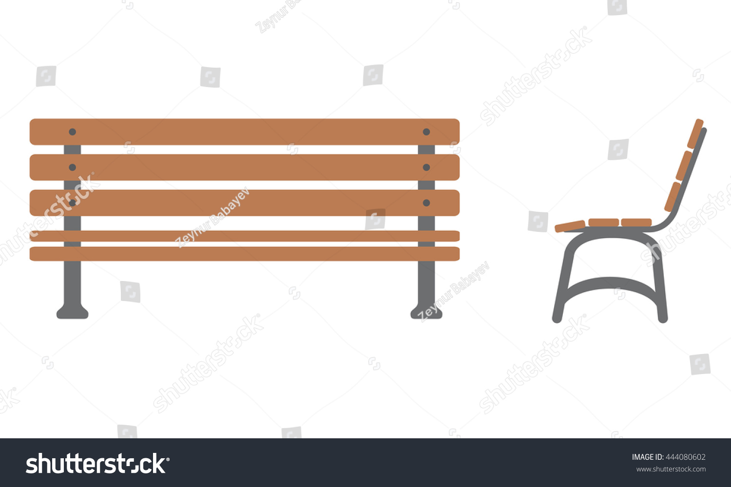 Outdoor Bench Symbol Mit Vorder Und Stock Vektorgrafik