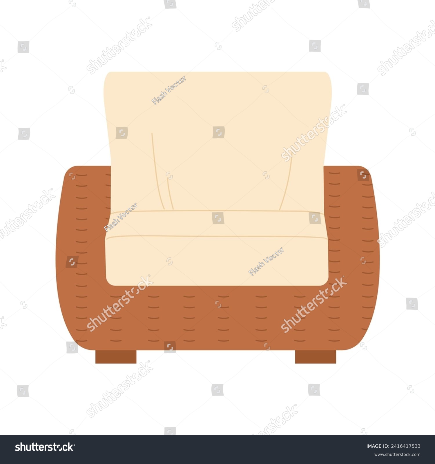 SVG of Outdoor wicker armchair. Garden furniture, backyard landscape cartoon vector illustration svg