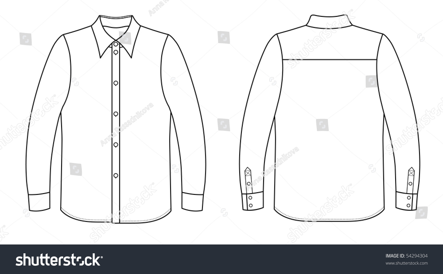 Outline Blackwhite Shirt Vector Illustration Isolated Stock Vector ...