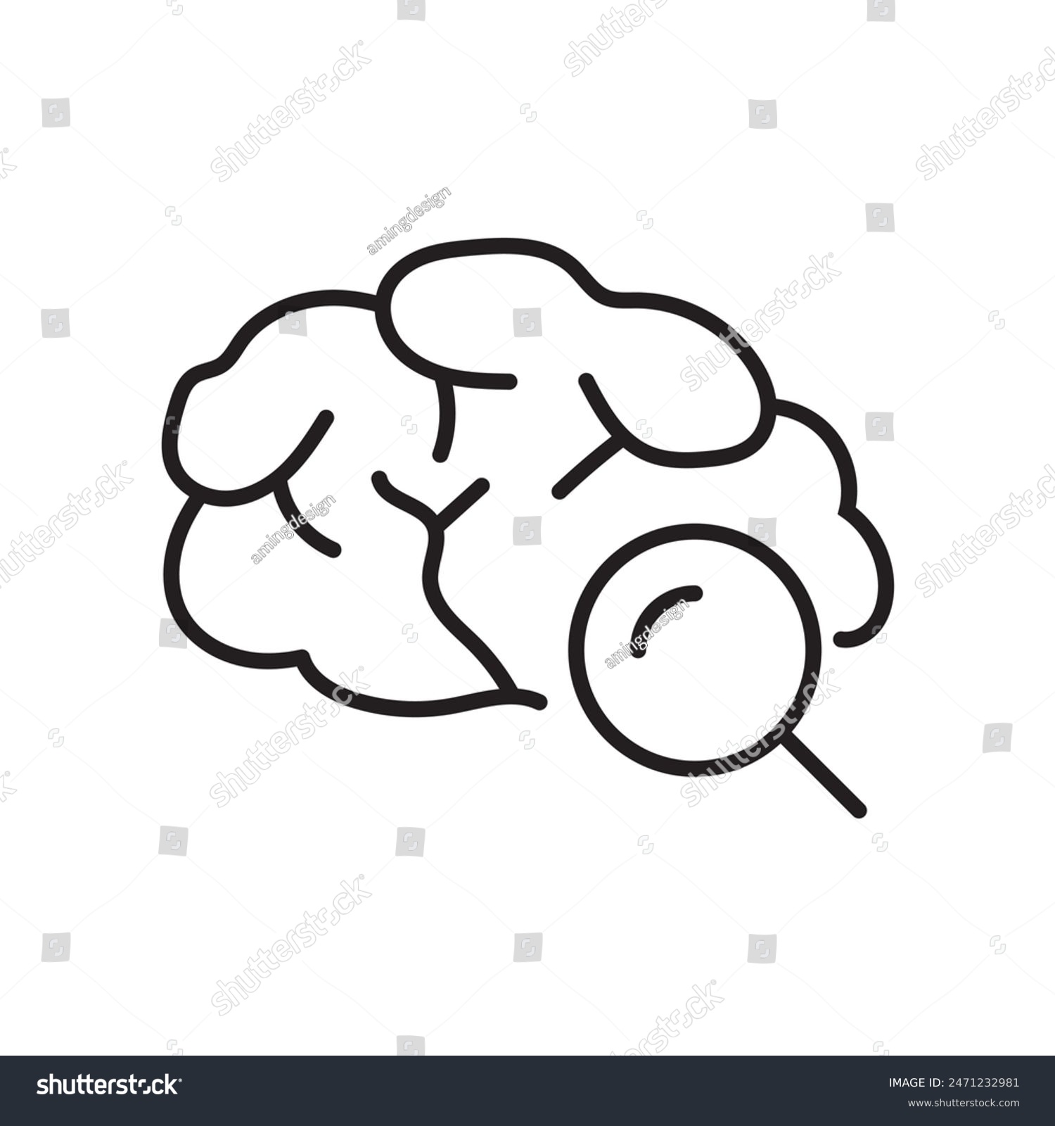 recommend clip art: outline brain search outline vector icon genius think symbol