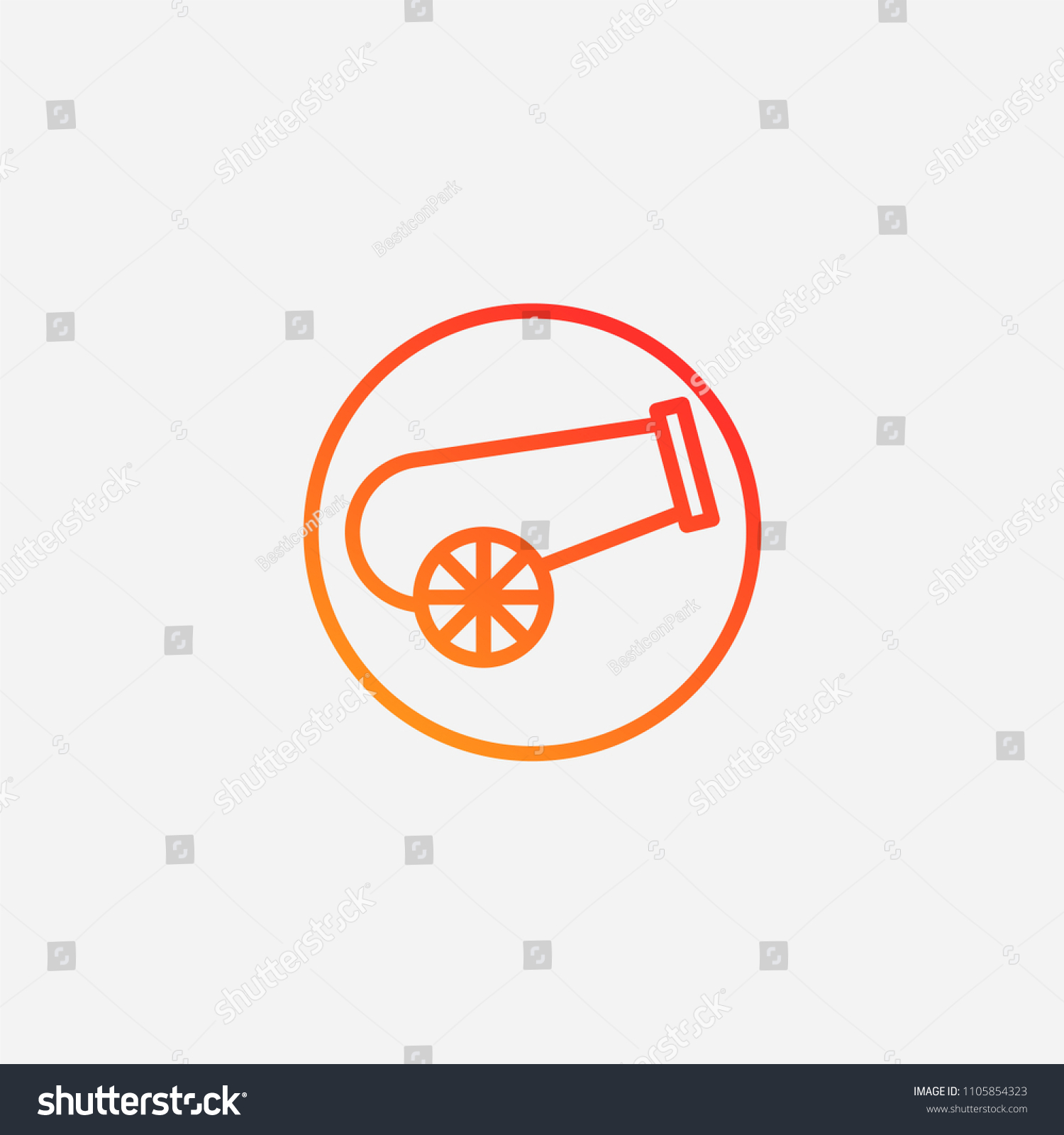 Outline Cannon Icongradient Illustrationvector Antique Sign Stock ...