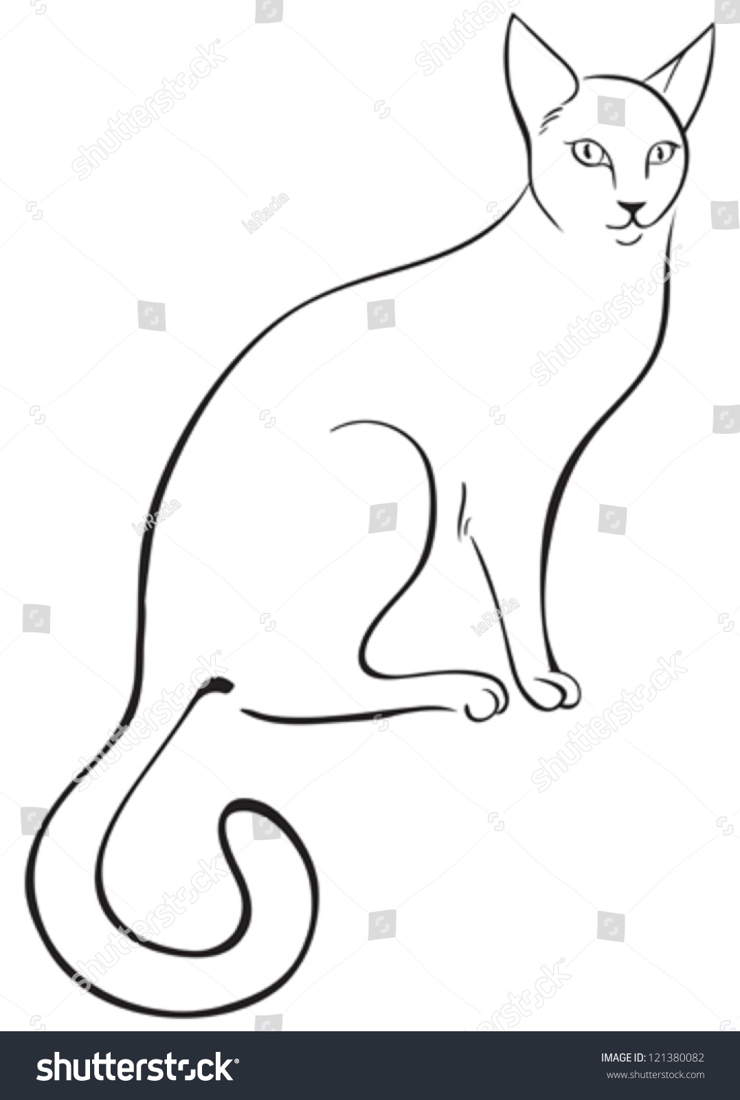 Outline Cat Stock Vector Illustration 121380082 : Shutterstock