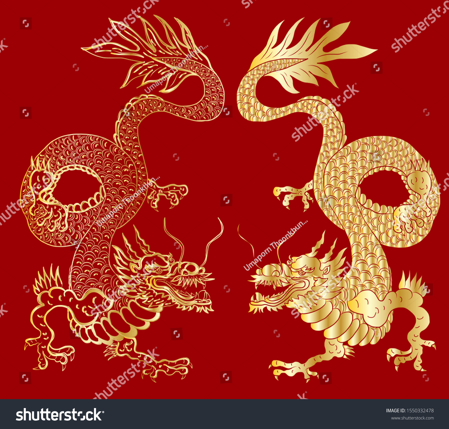 Outline Chinese Dragon Illustration Tattoo Design Stock Vector Royalty Free