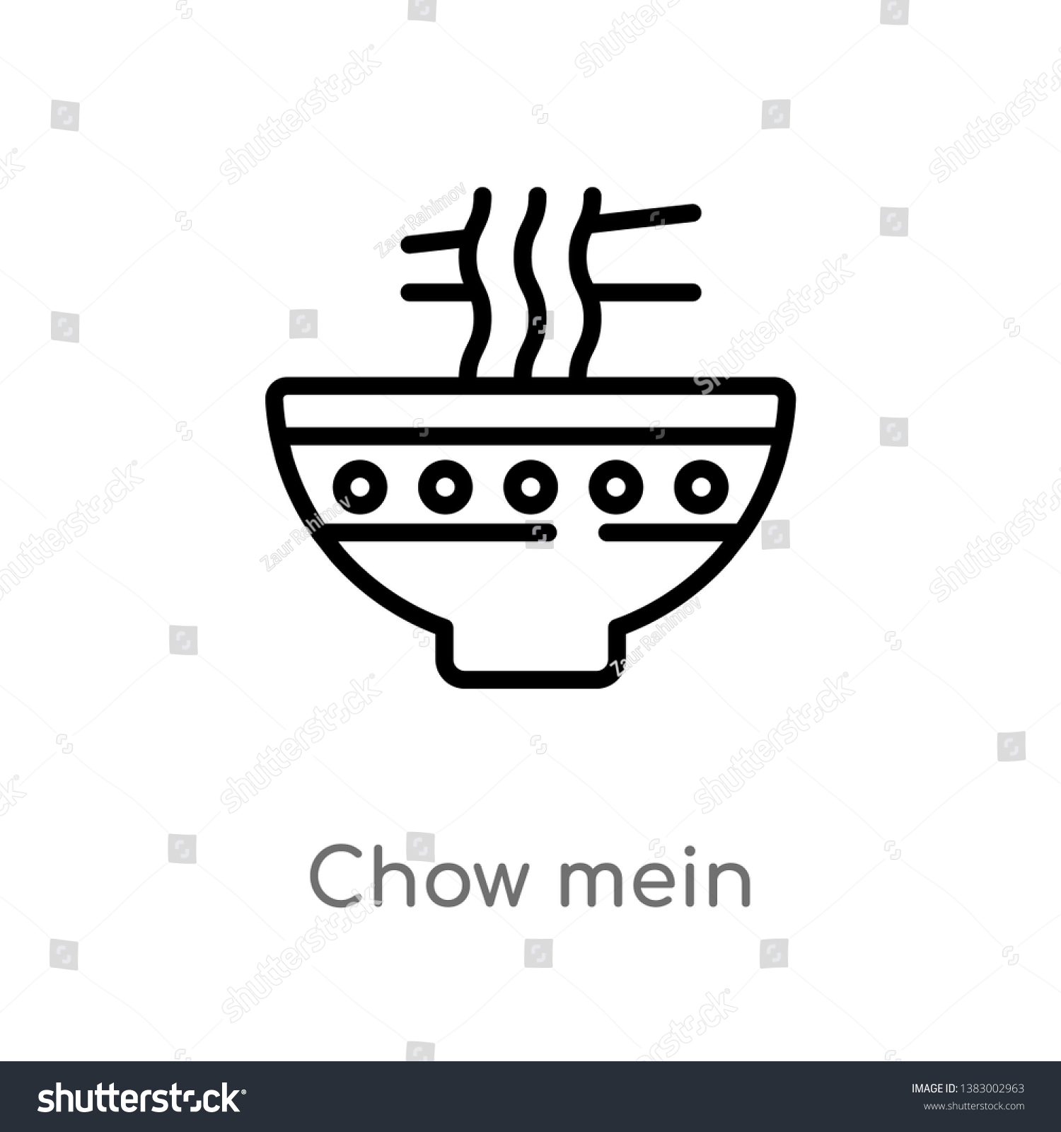SVG of outline chow mein vector icon. isolated black simple line element illustration from food concept. editable vector stroke chow mein icon on white background svg