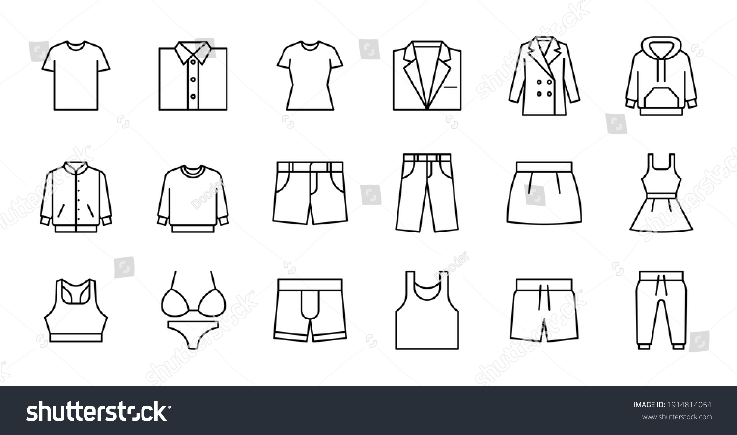 Outline Clothing Icon Set Contains Such Stock Vector (Royalty Free Outline Clothing Icon Set Contains Such Stock Vector (Royalty Free