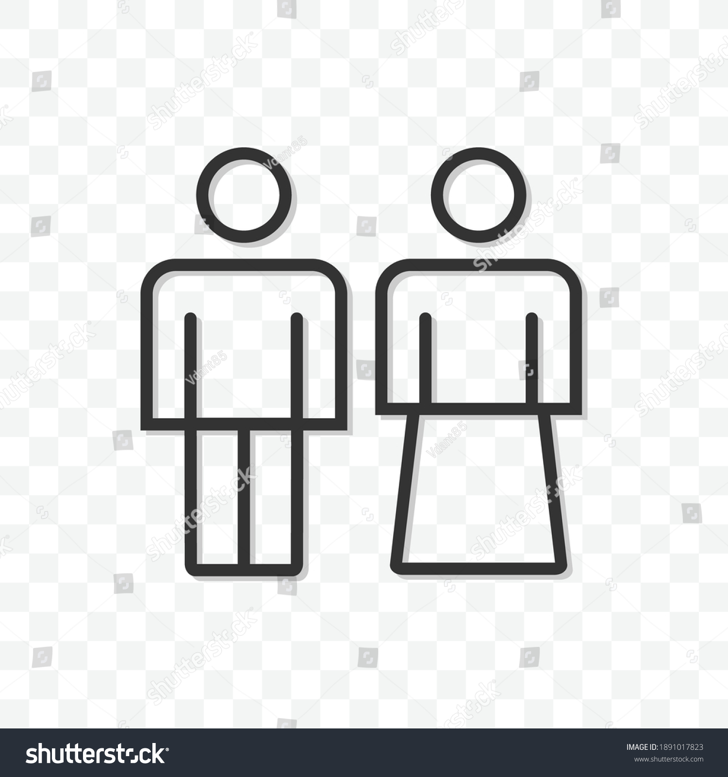 Outline Couple Man Woman Icon Vector Stock Vector Royalty Free 1891017823 5016