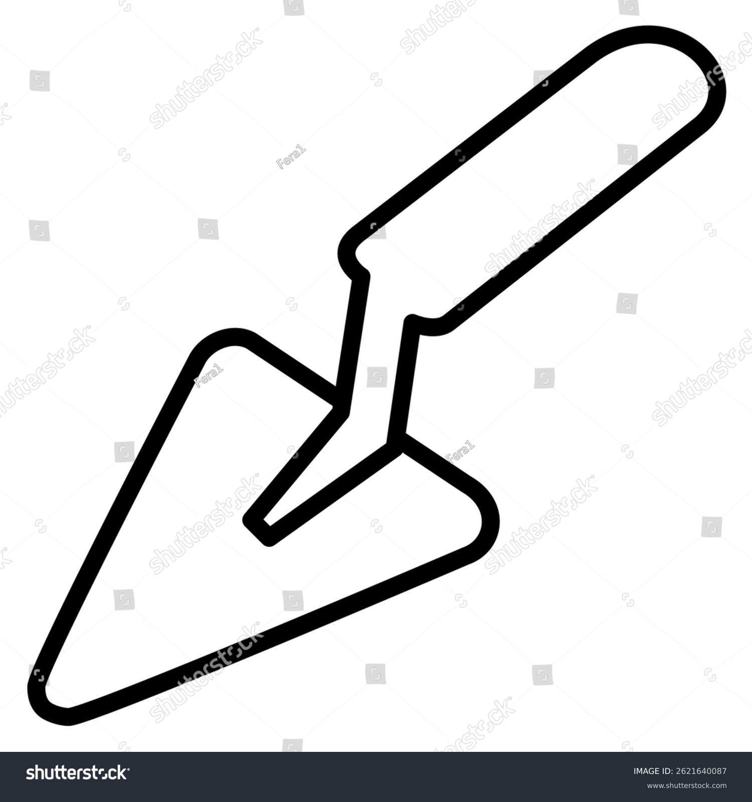 recommend clip art: Outline drawing of a triangular trowel tool used in construction and gardening projects Perfect for illustrating handyman work and construction themes