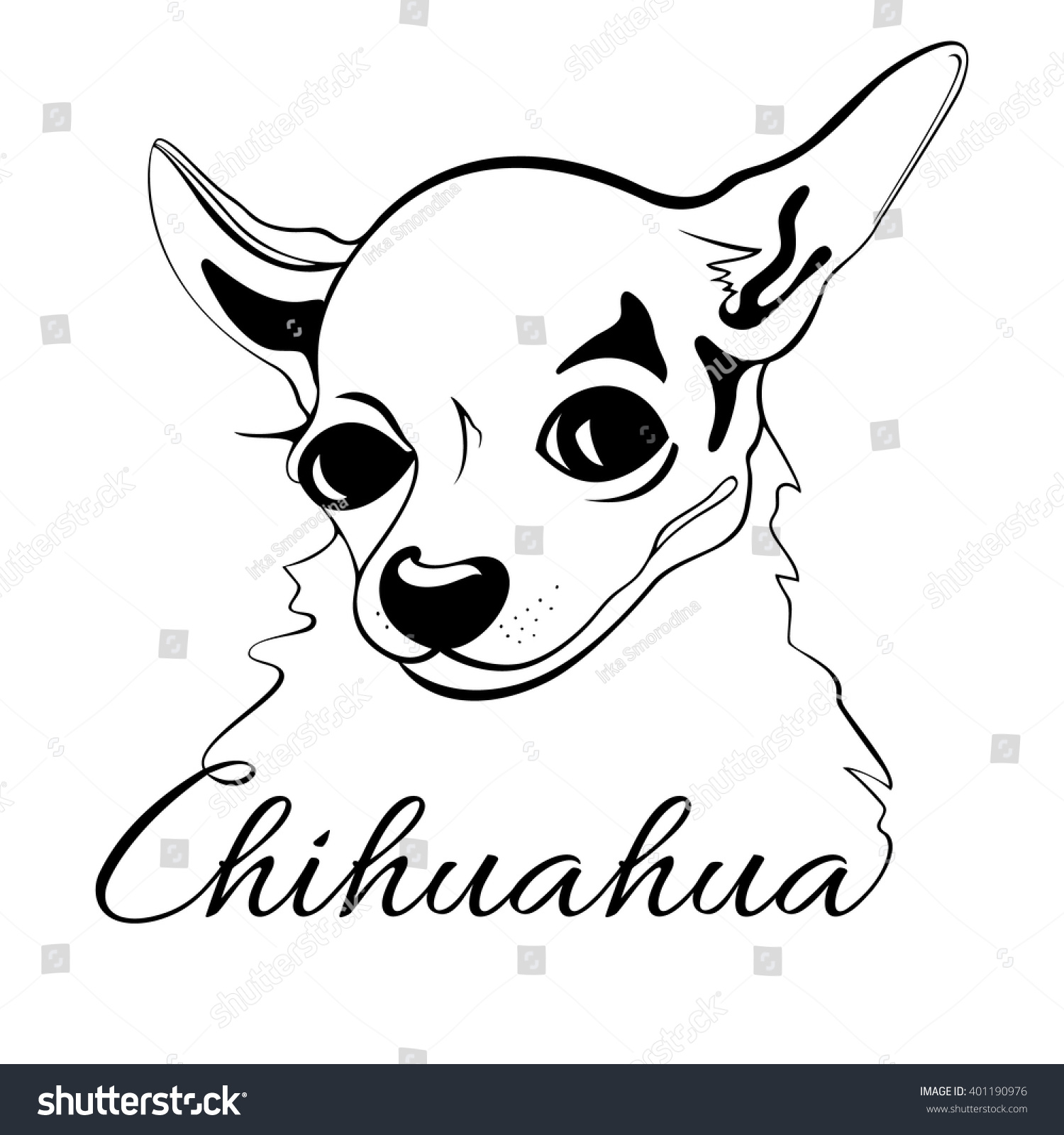 Outline Drawing Dogs Head Words Chihuahua Stock Vector 401190976 ...