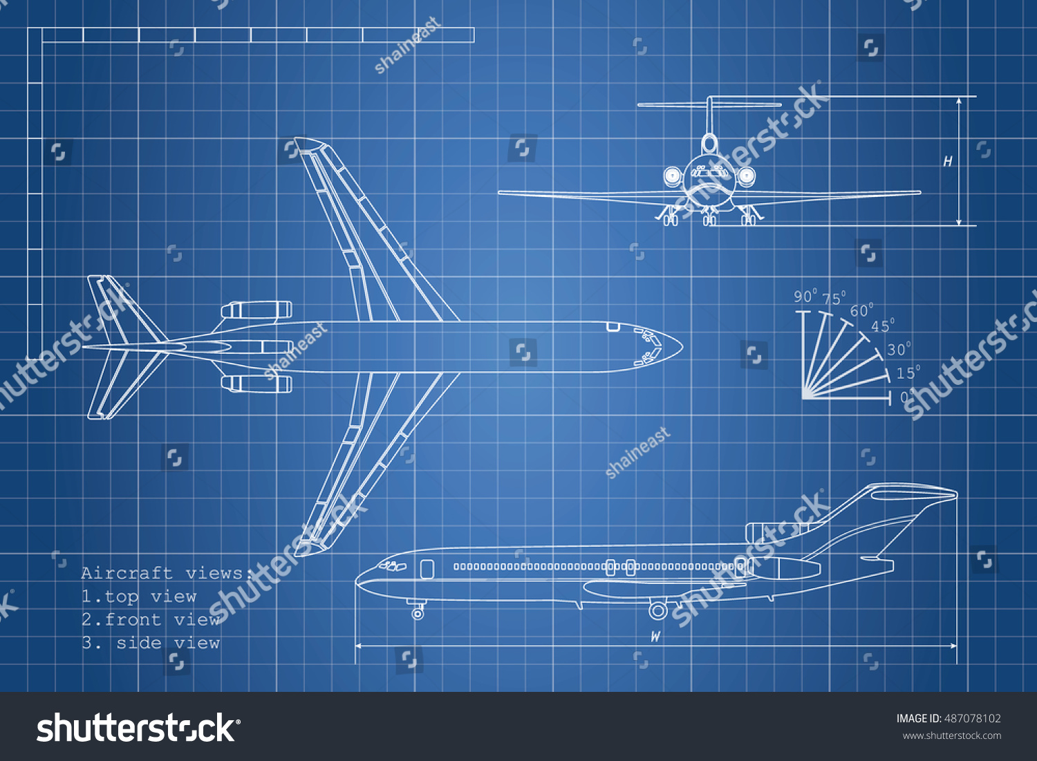 Outline Drawing Plane On Blue Background Stock Vector (Royalty Free ...