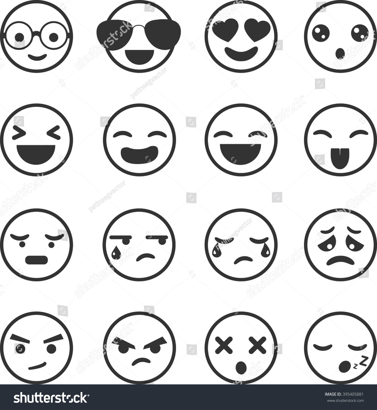 Outline Emoticon Stock Vector Illustration 395405881 : Shutterstock