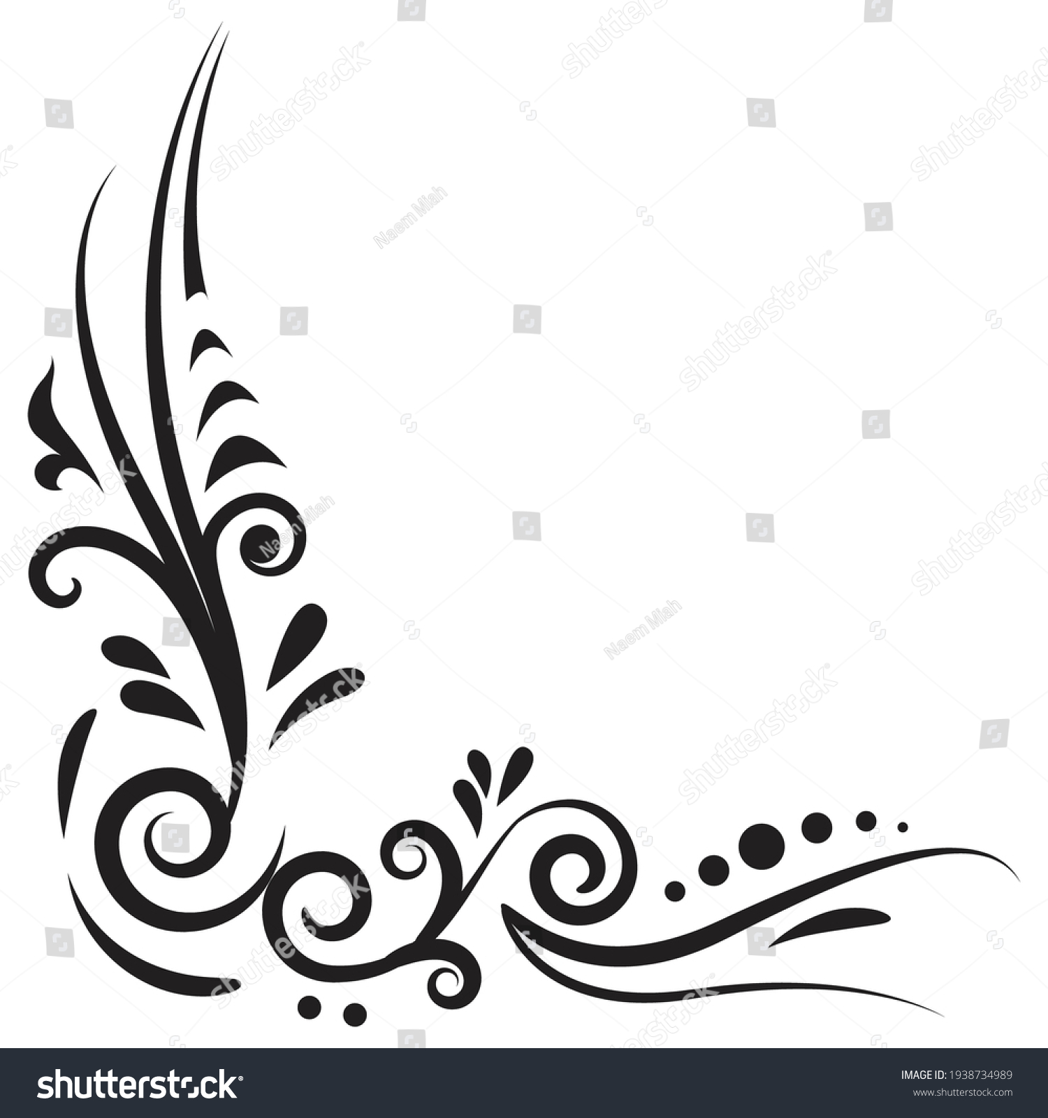 Outline Floral Pattern Ornamental Border Ribbons Stock Vector (Royalty ...