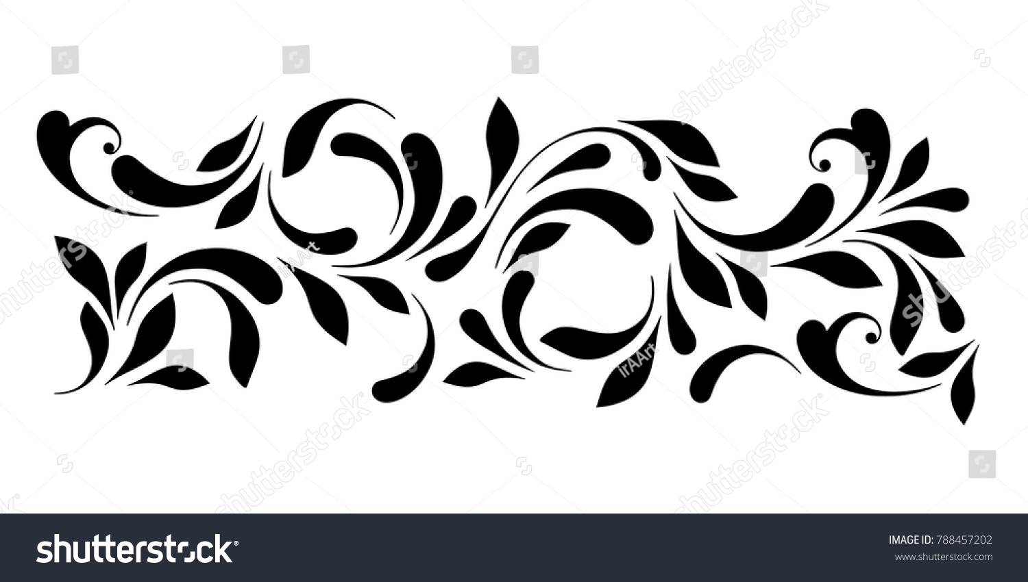 Outline Floral Pattern Ornamental Border Ribbons Stock Vector (Royalty ...