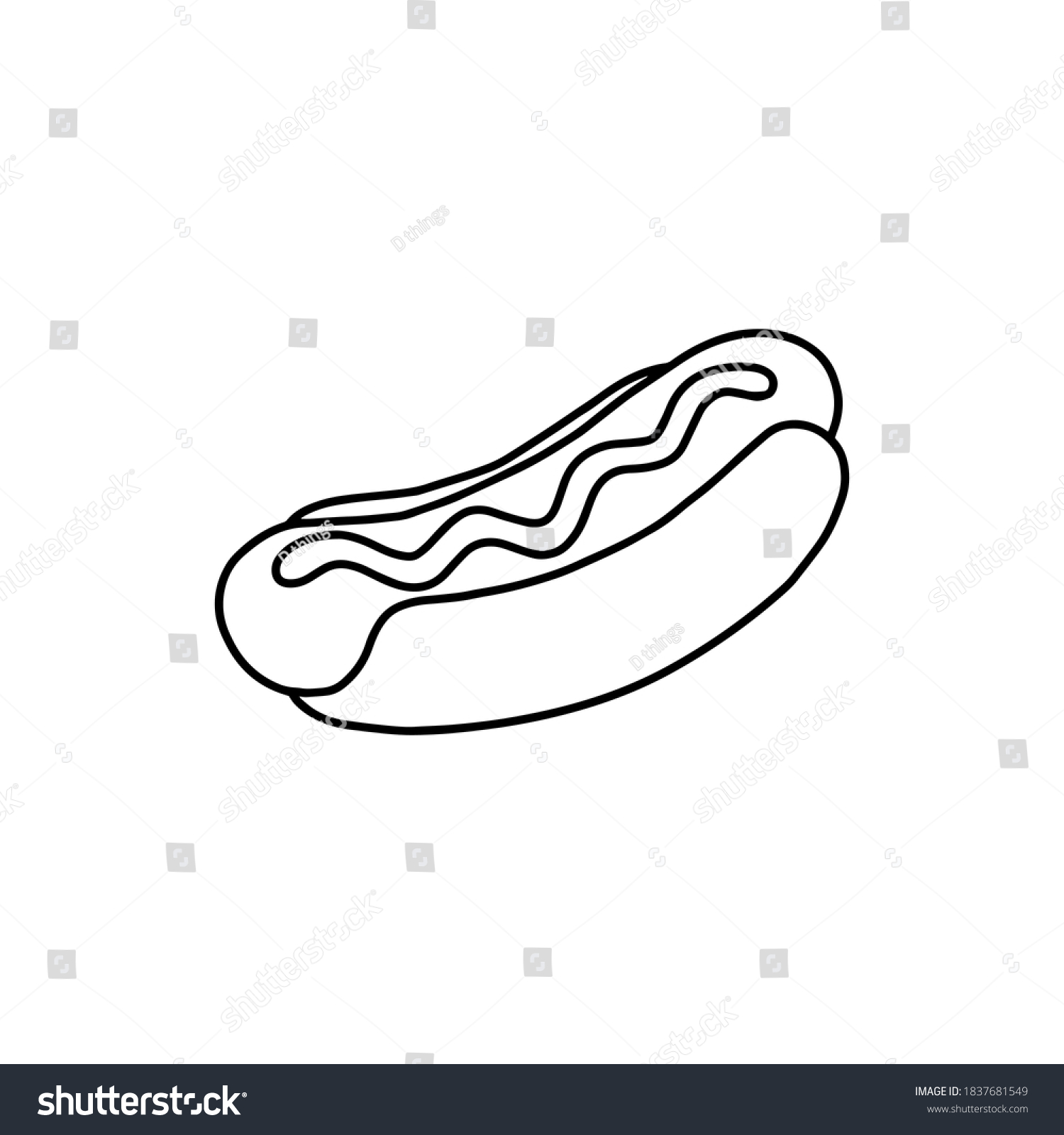 Outline Hot Dog Icon Doodle Black Stock Vector (Royalty Free ...