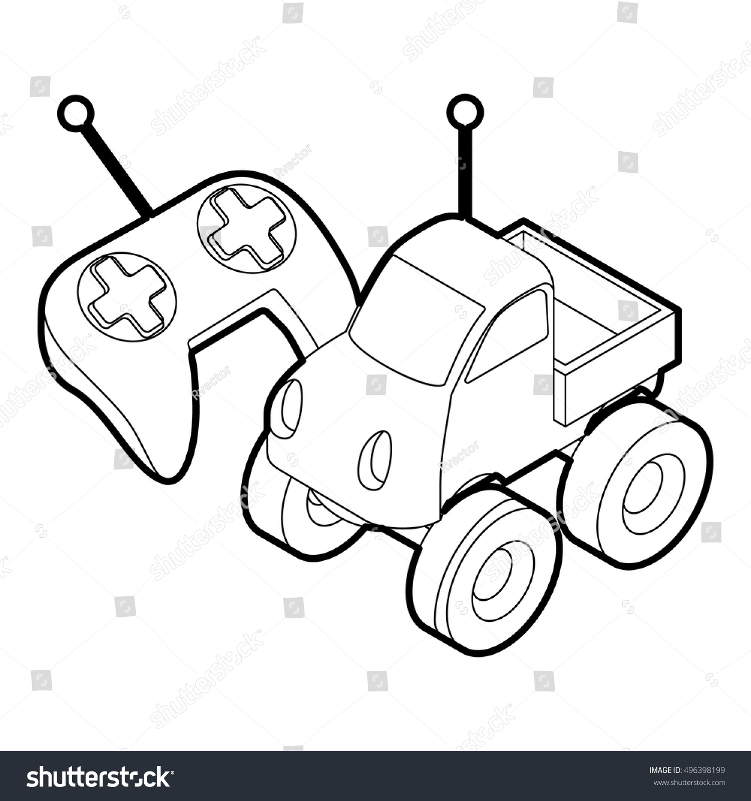 Outline Illustration Remote Control Car Toy Stock Vector Royalty Free 496398199