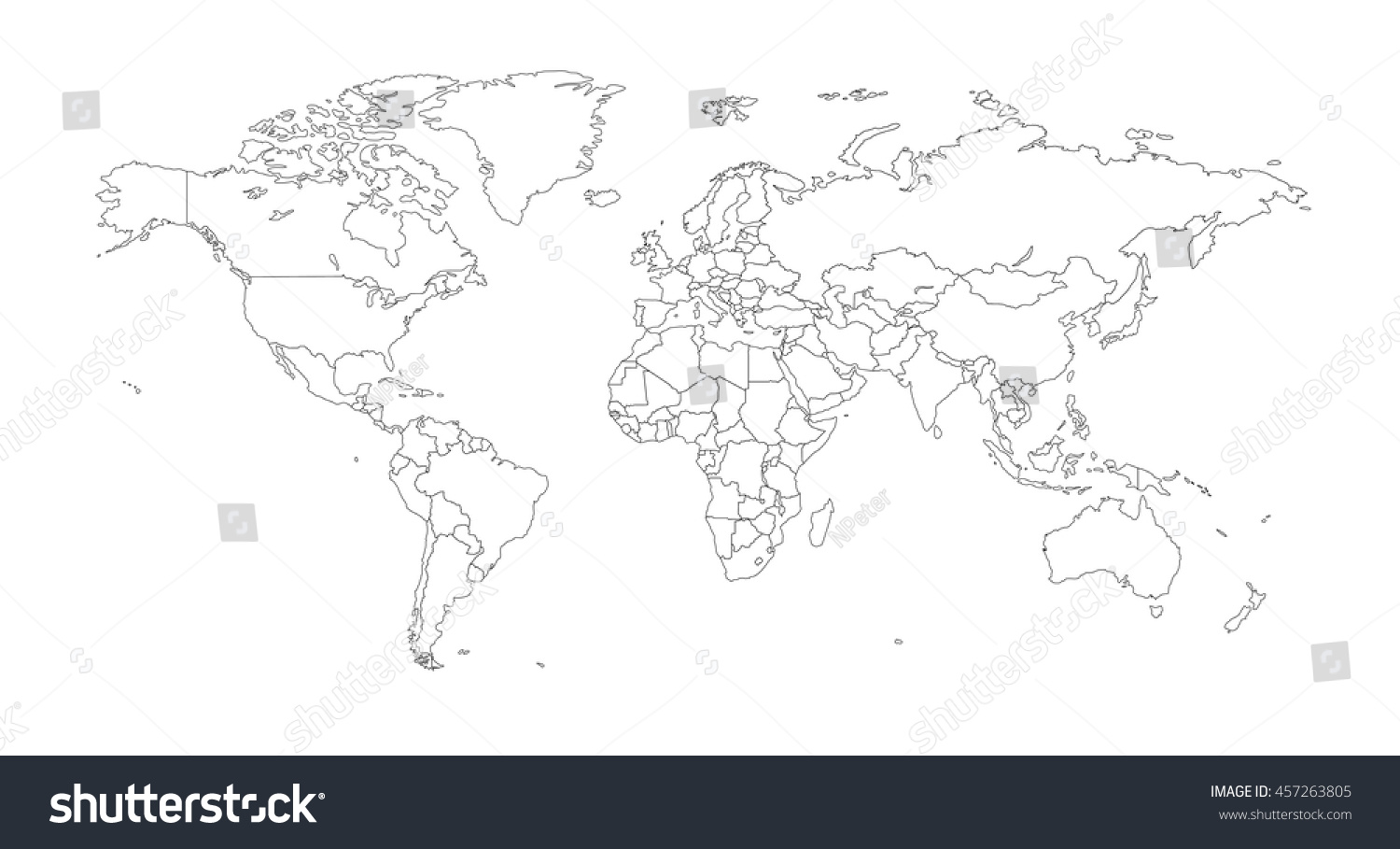 Outline Illustration World Country Borders Stock Vector (Royalty Free ...