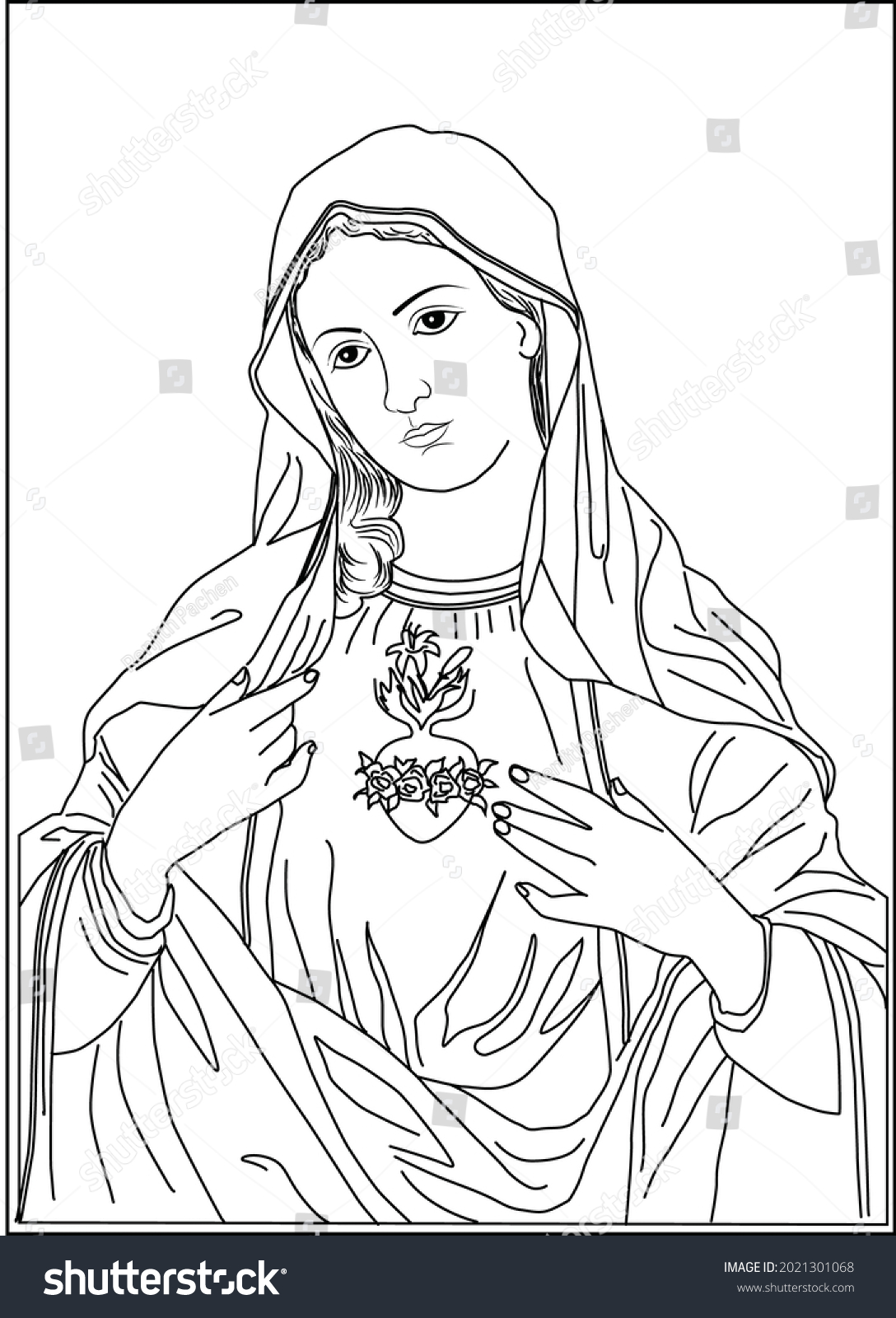 Outline Image Mother Mary Stock Vector (Royalty Free) 2021301068 ...