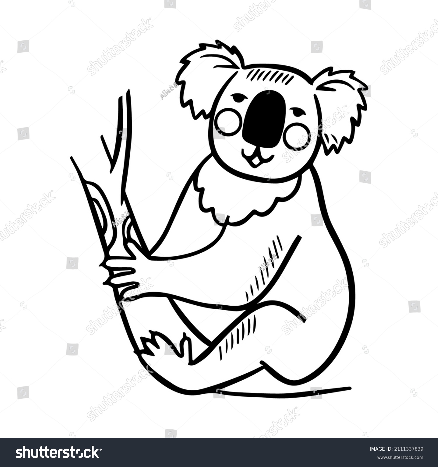 Outline Koala Illustration Zoo Collection Vector Stock Vector (royalty 