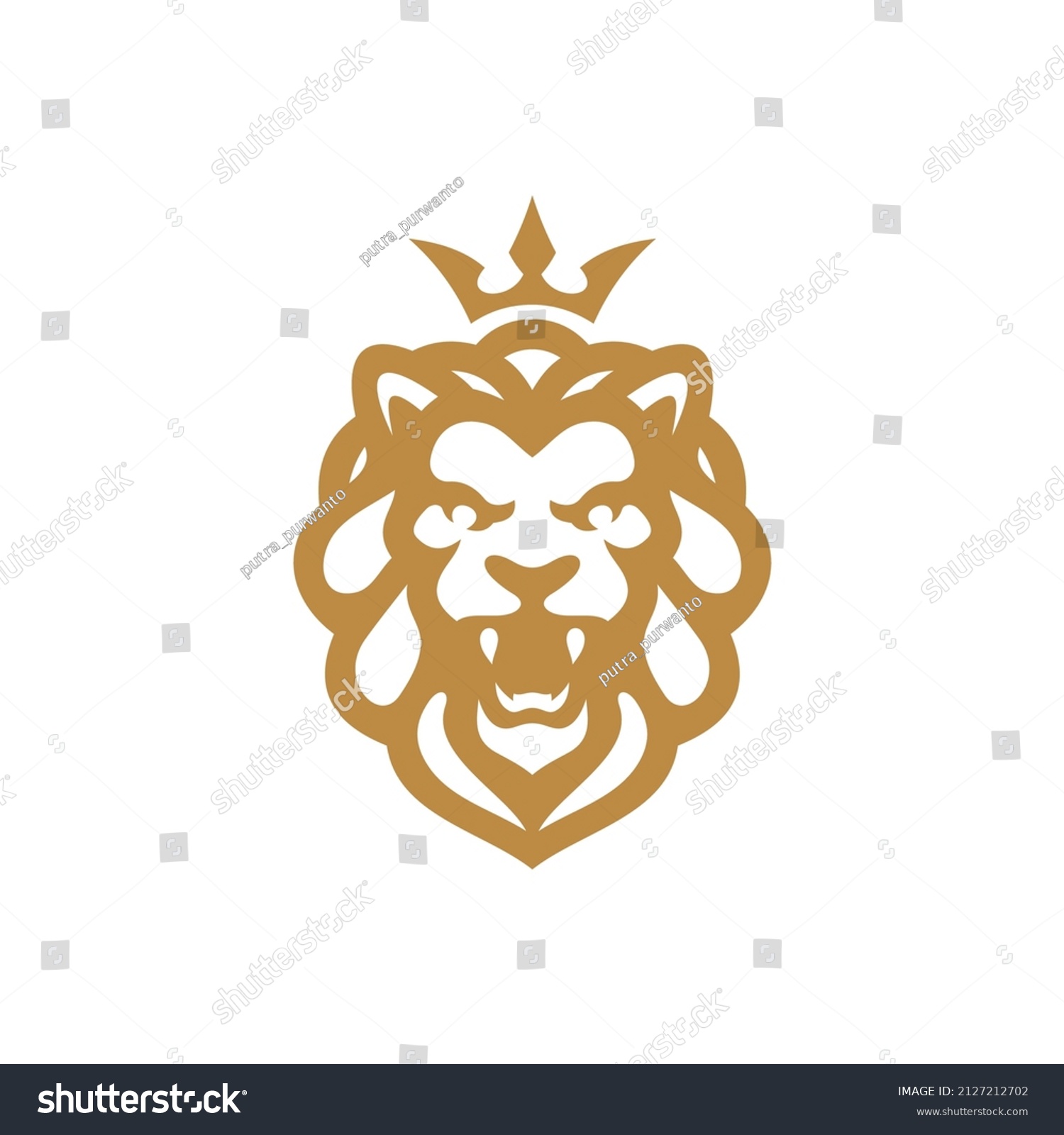 Outline Line Roaring Lion Head Crown Stock Vector (Royalty Free ...