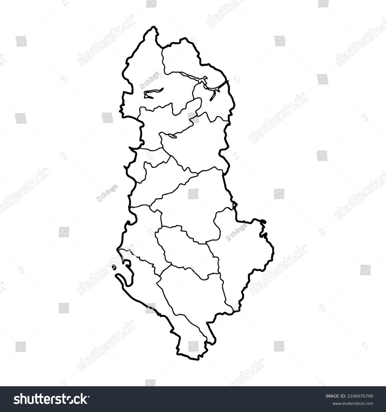 Outline Map Albania White Background Vector Stock Vector (Royalty Free ...