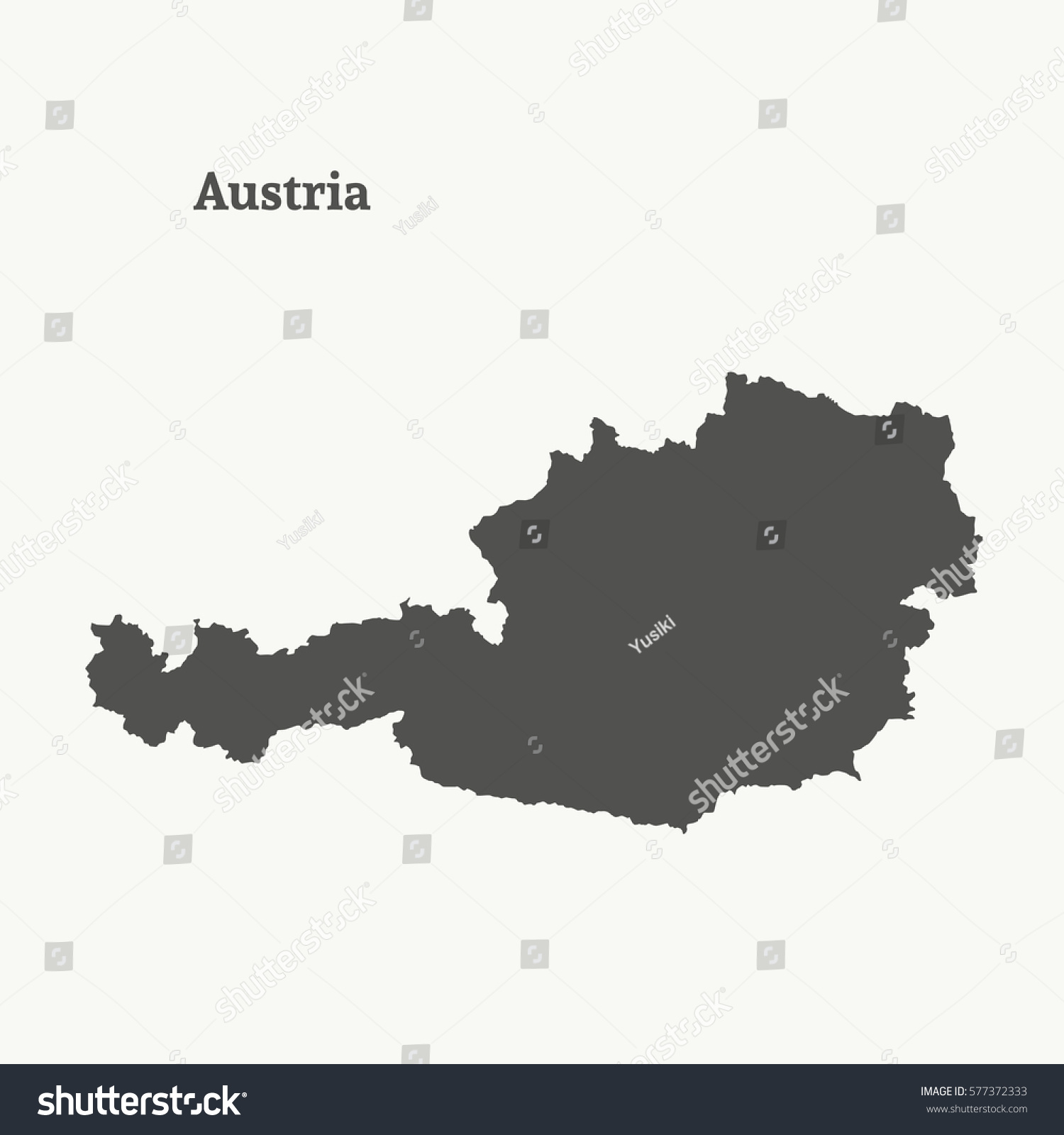 Outline Map Austria Isolated Vector Illustration Stock Vector (Royalty ...