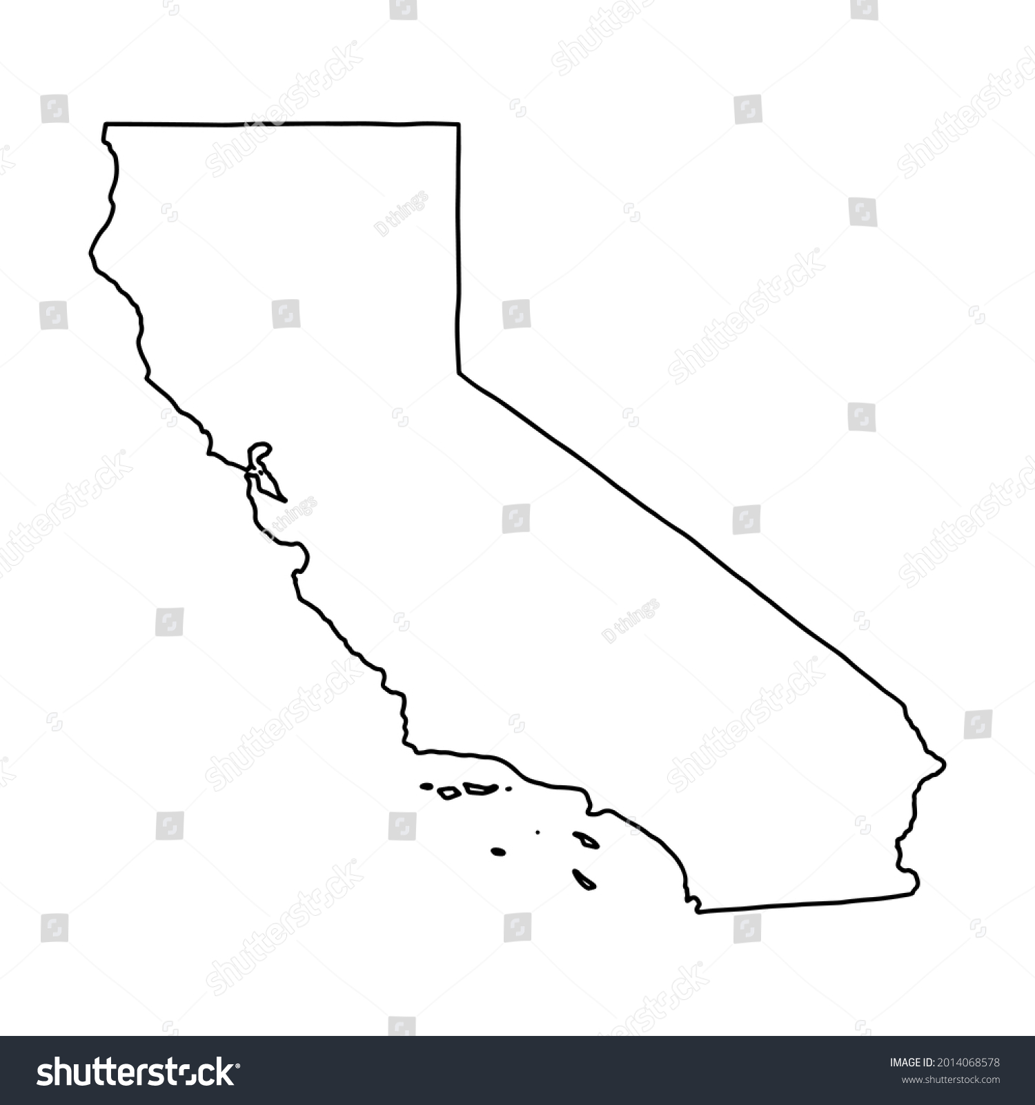 Outline Map California White Background Vector Stock Vector (Royalty