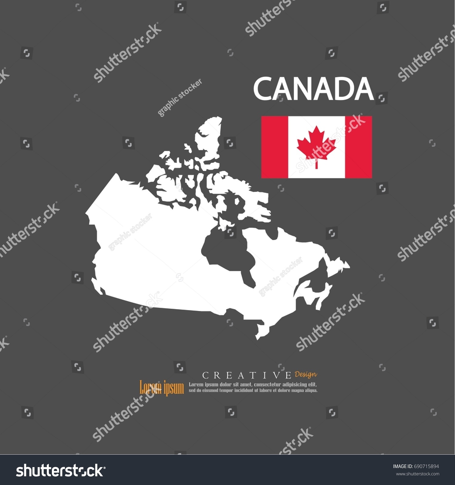 Outline Map Canada Nation Flagvector Illustration Stock Vector (Royalty Free) 690715894 