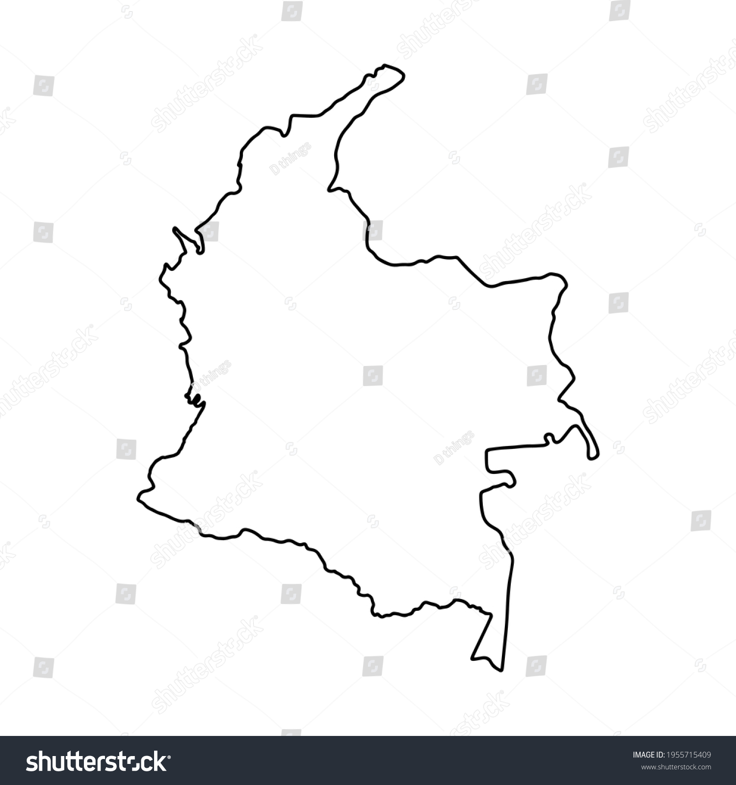 Outline Map Colombia White Background Vector Stock Vector Royalty Free