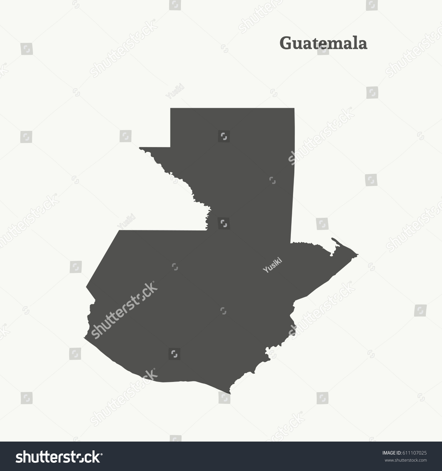 Vektor Stok Outline Map Guatemala Isolated Vector Illustration Tanpa   Stock Vector Outline Map Of Guatemala Isolated Vector Illustration 611107025 