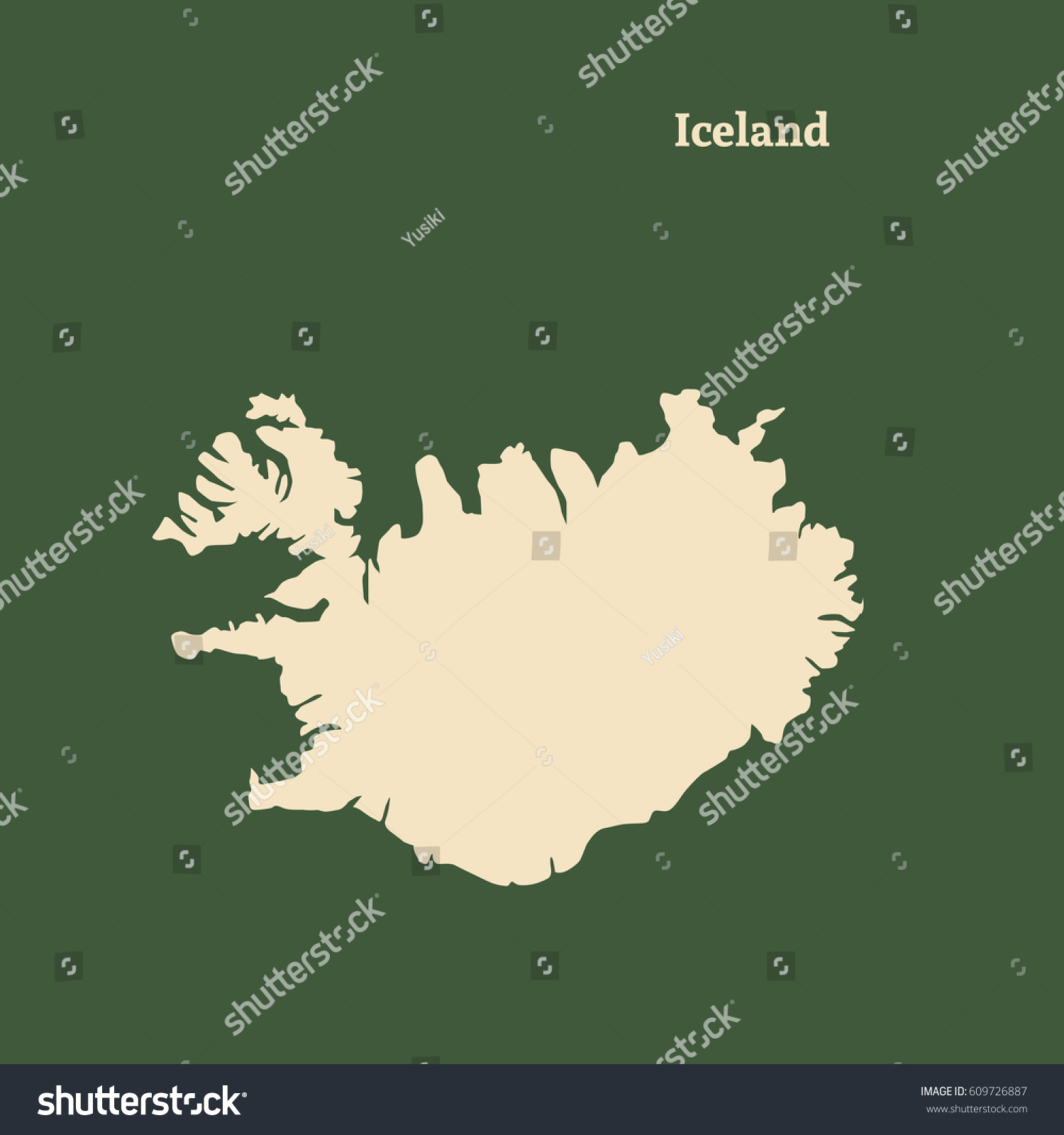 Outline Map Iceland Isolated Vector Illustration   Stock Vector Outline Map Of Iceland Isolated Vector Illustration 609726887 