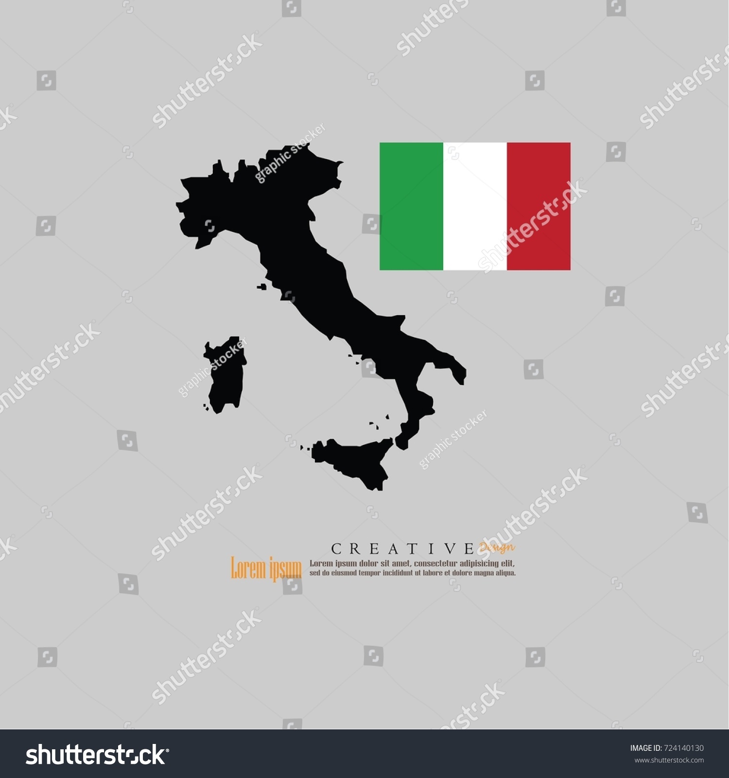 Outline Map Italy Nation Flagvector Illustration Stock Vector Royalty Free