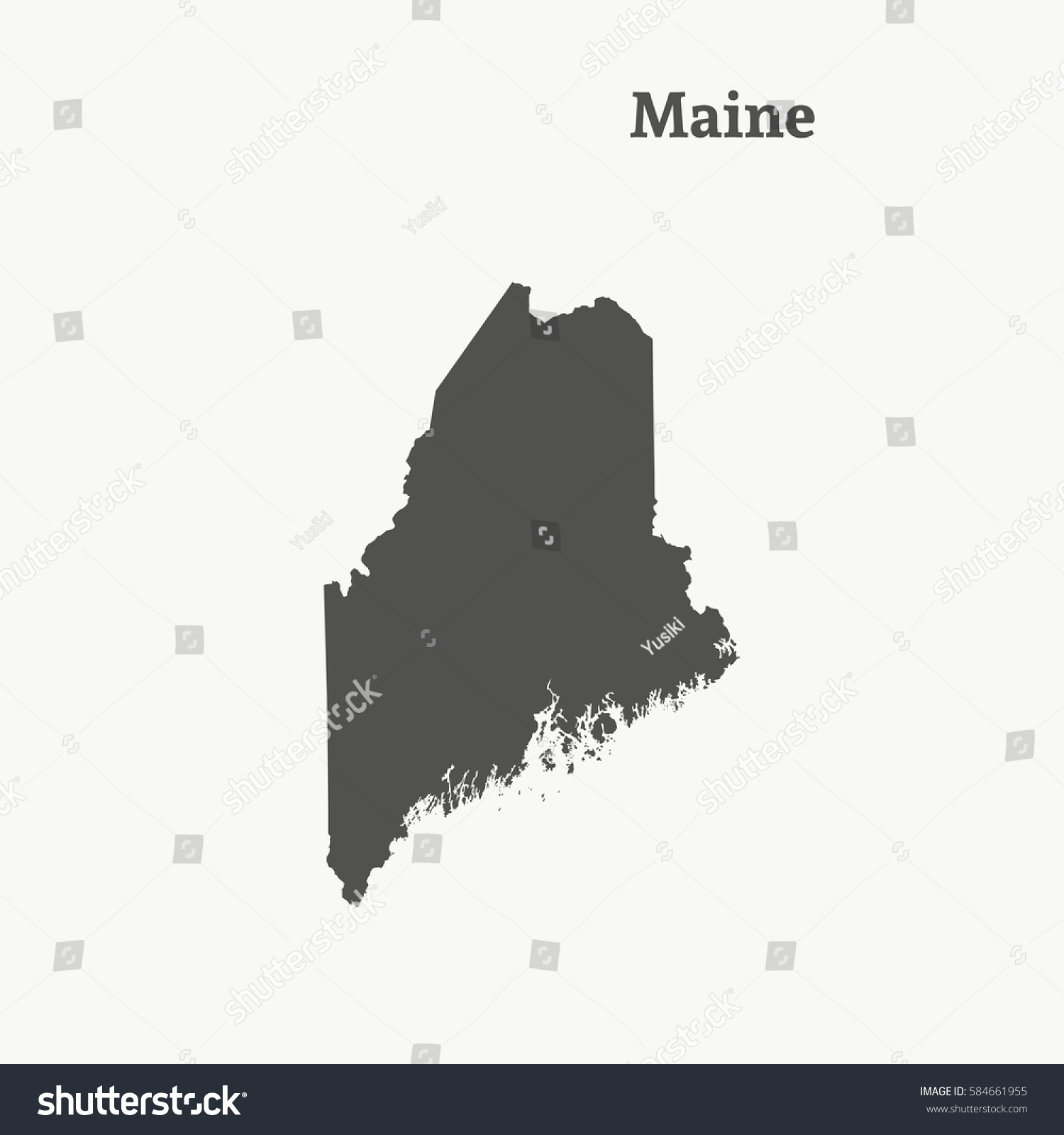 Outline Map Maine Isolated Vector Illustration Stock Vector (Royalty ...