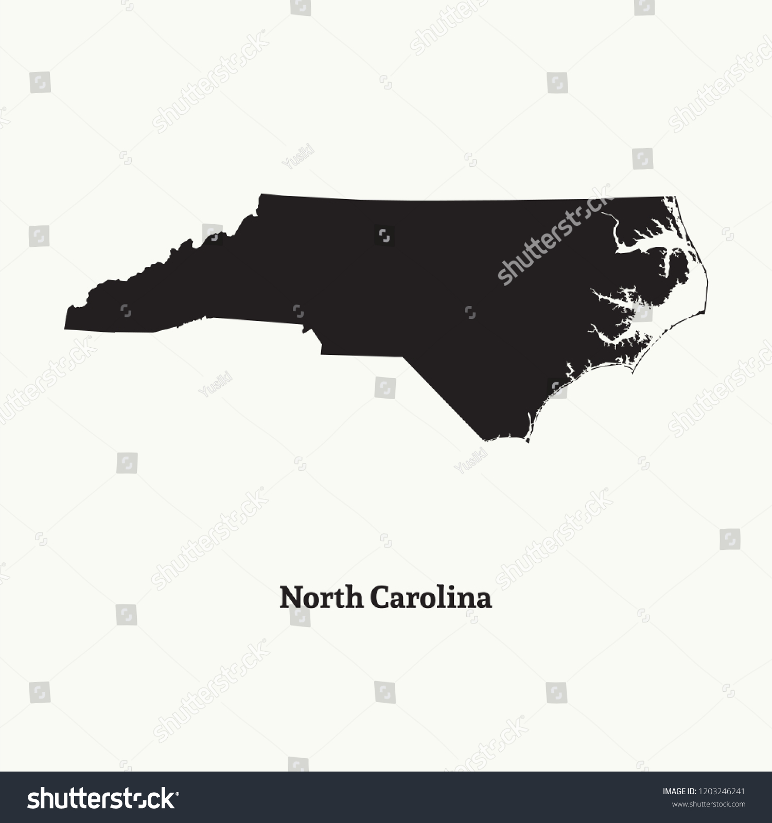 Outline Map North Carolina Isolated Vector Stock Vector (Royalty Free ...